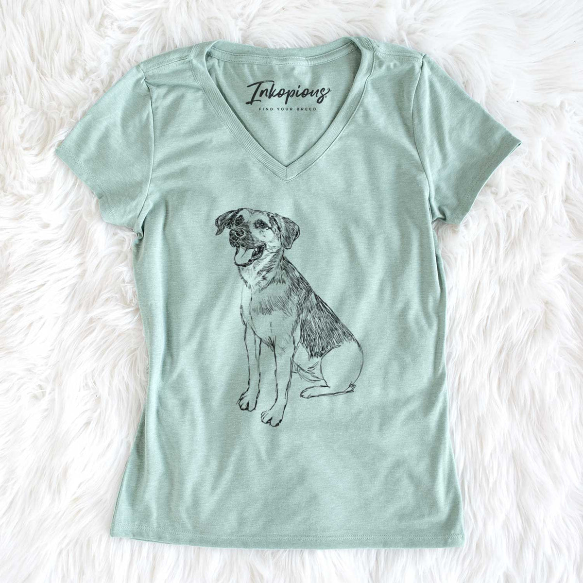 Doodled Caymus the Shepherd Mix - Women's V-neck Shirt