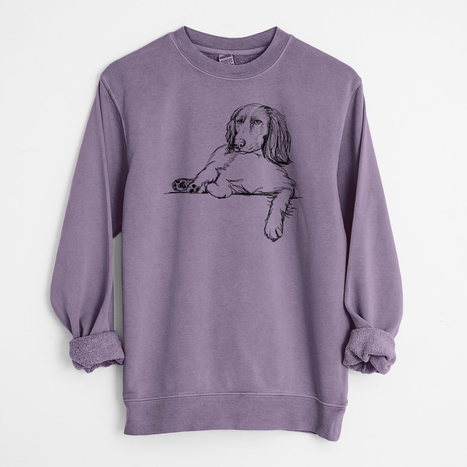 Doodled Chalupa Batman the Boykin Spaniel - Unisex Pigment Dyed Crew Sweatshirt