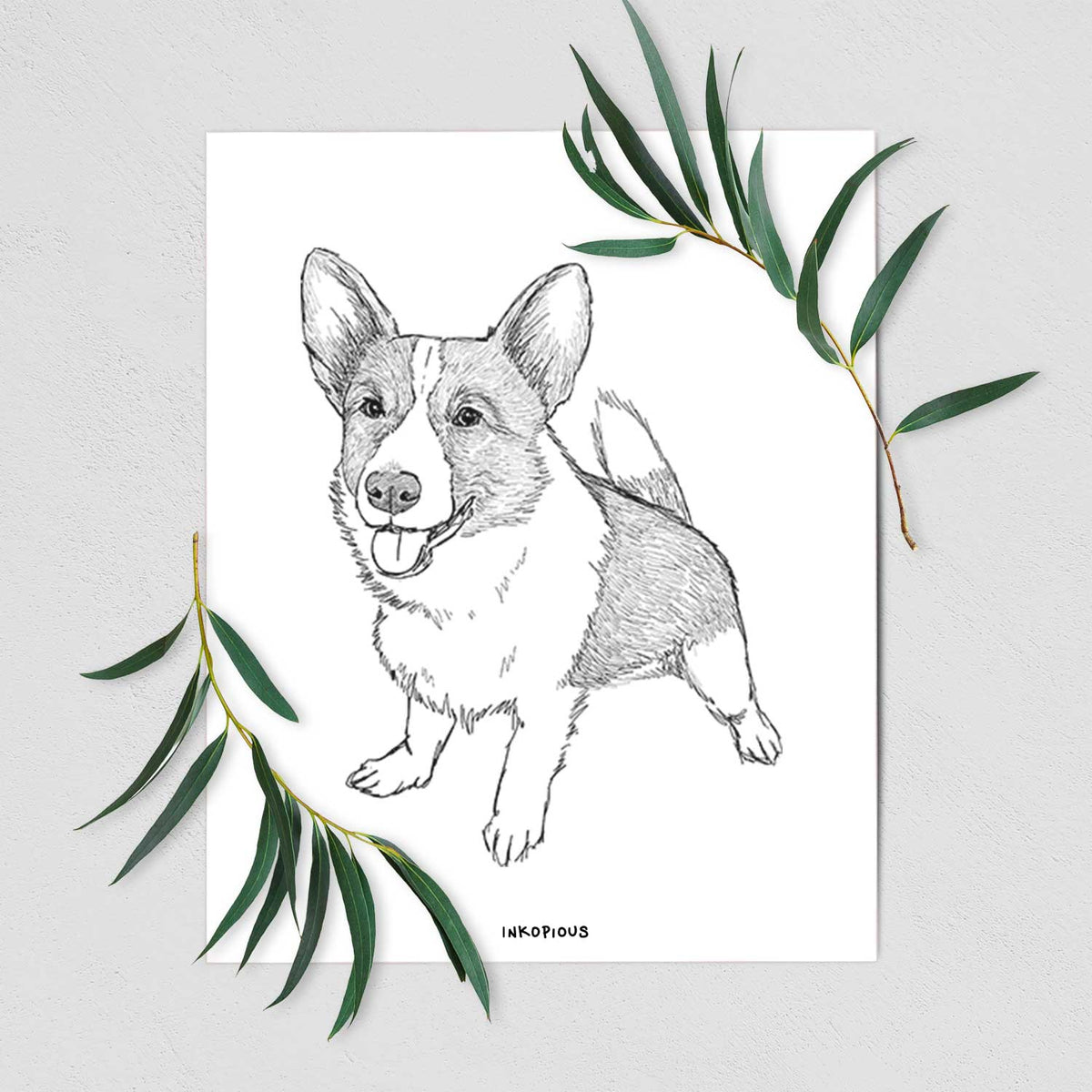 Doodled Chapito the Corgi Art Print