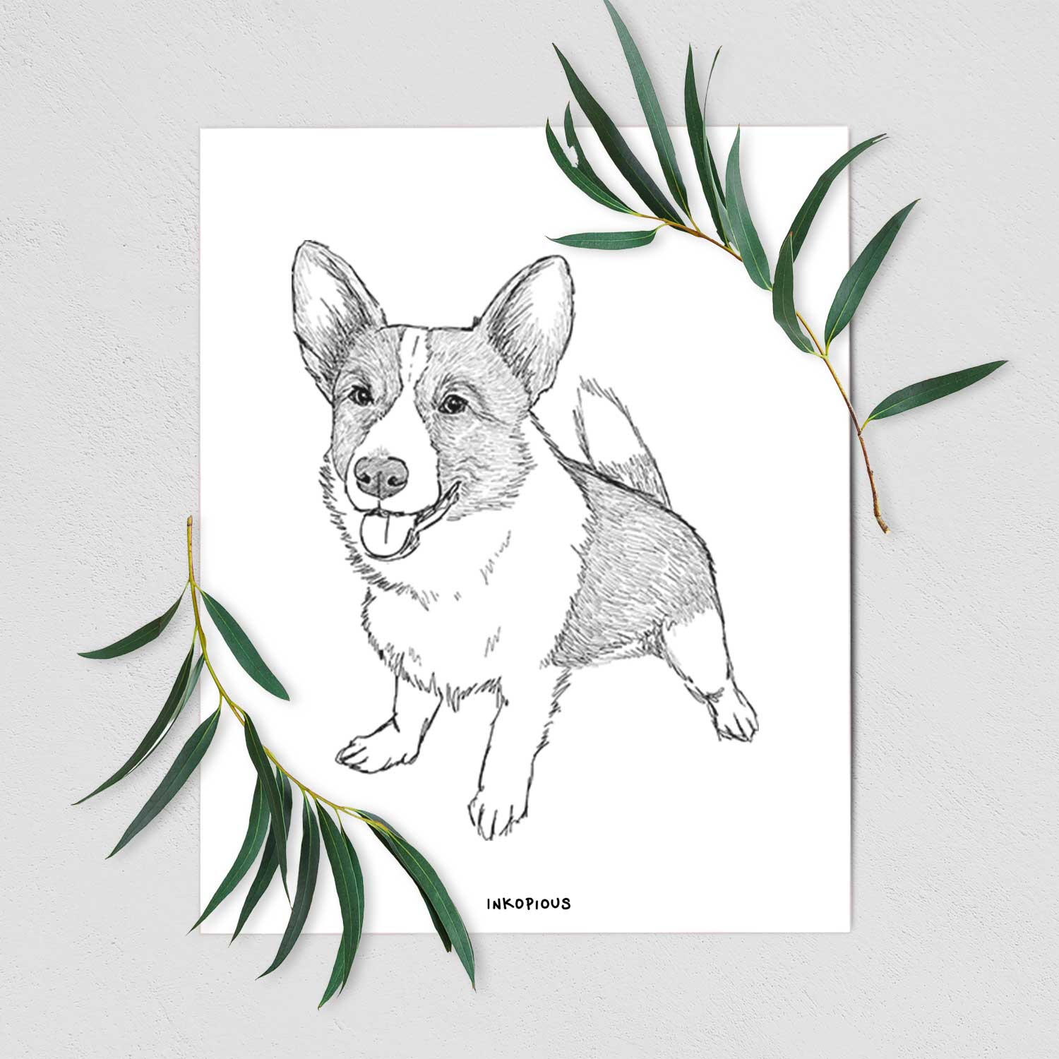 Doodled Chapito the Corgi Art Print