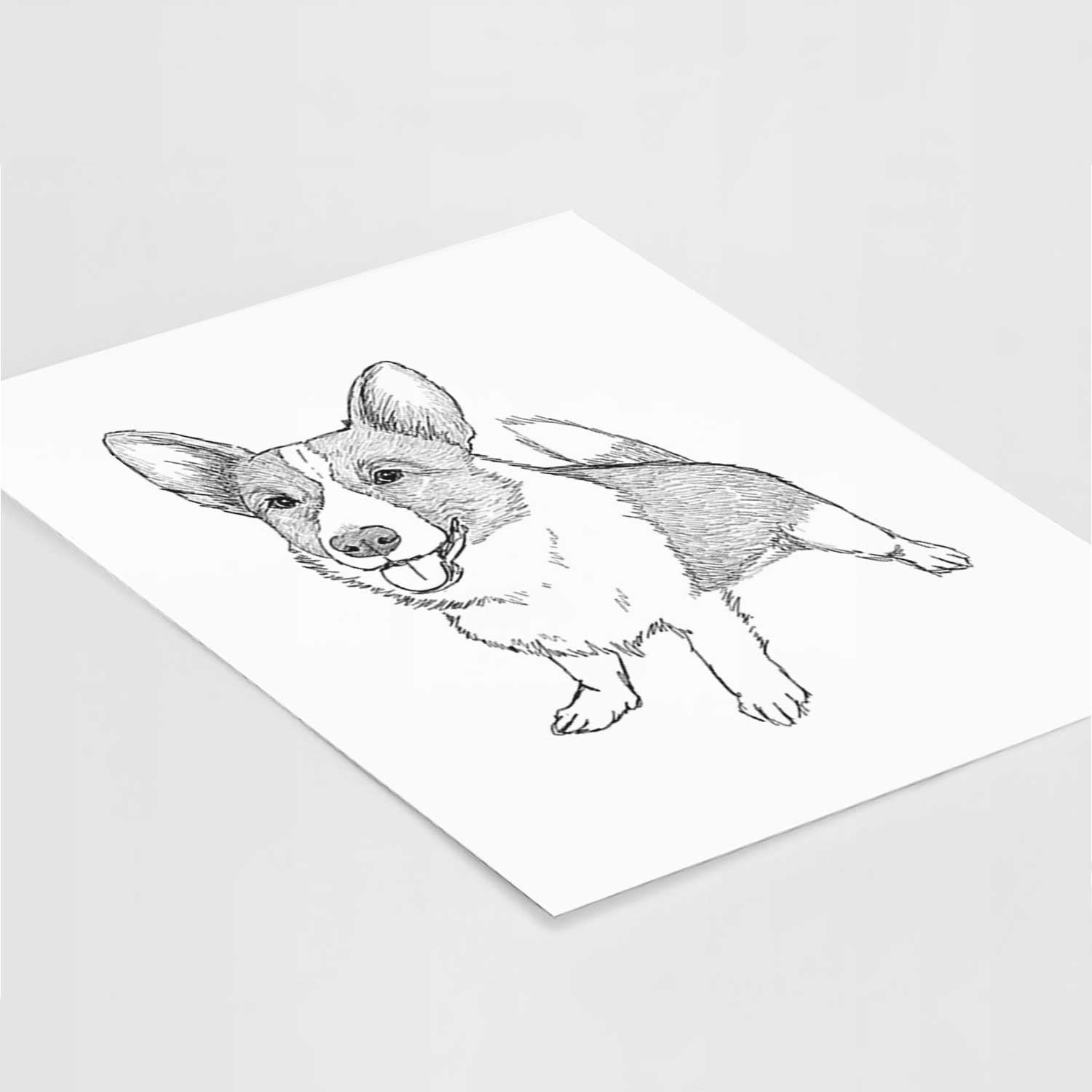 Doodled Chapito the Corgi Art Print
