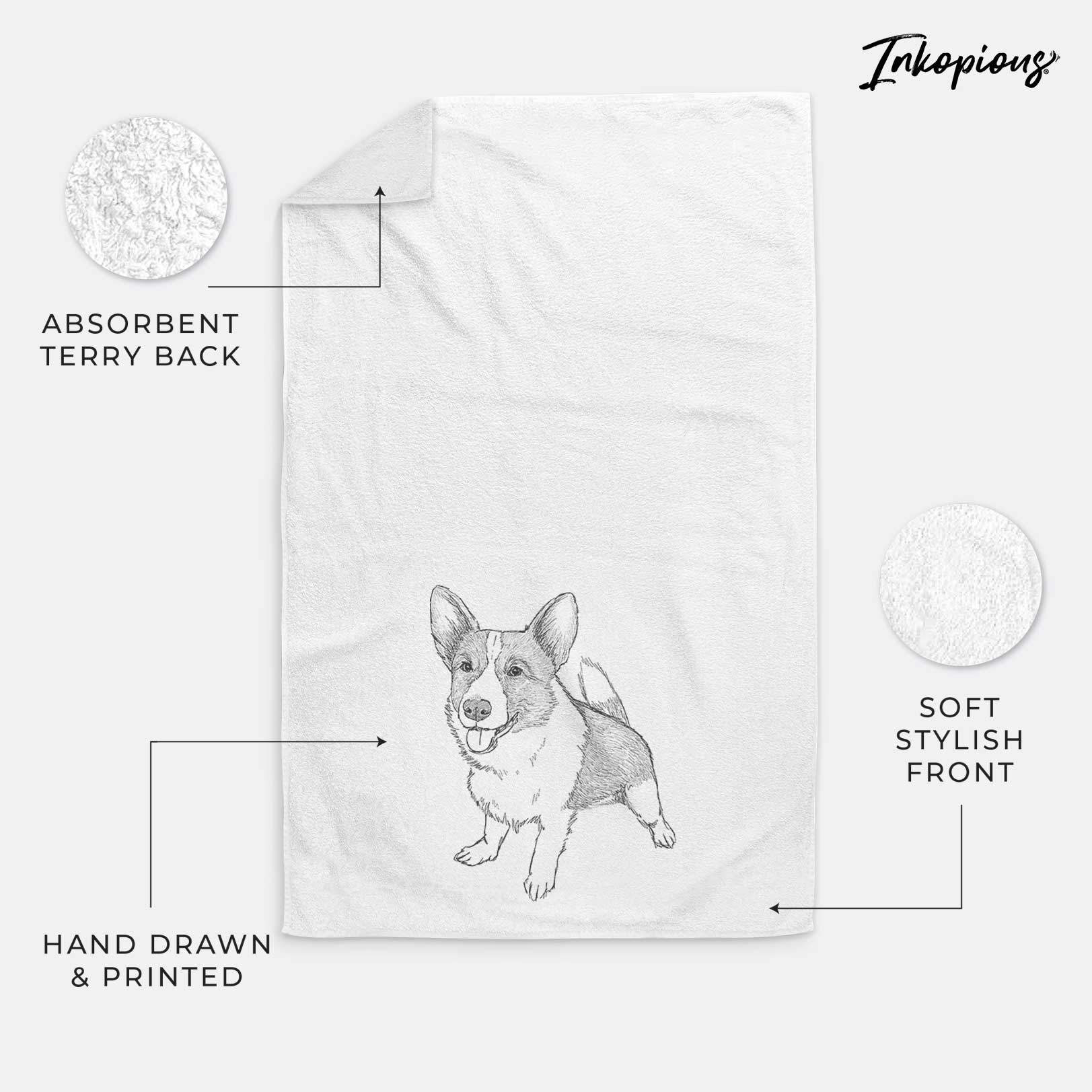 Doodled Chapito the Corgi Decorative Hand Towel