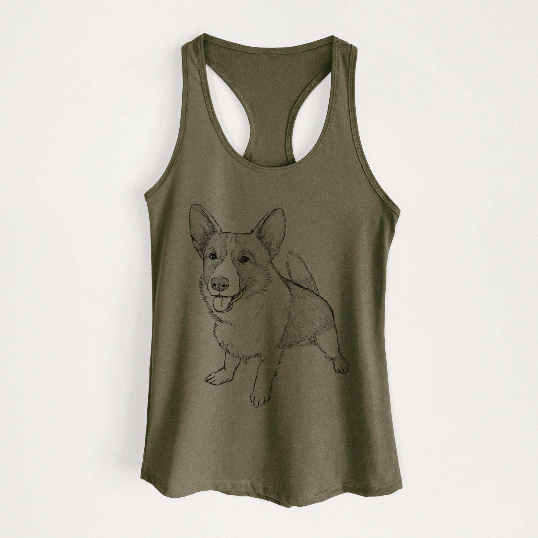 Doodled Chapito the Corgi - Women's Racerback Tanktop