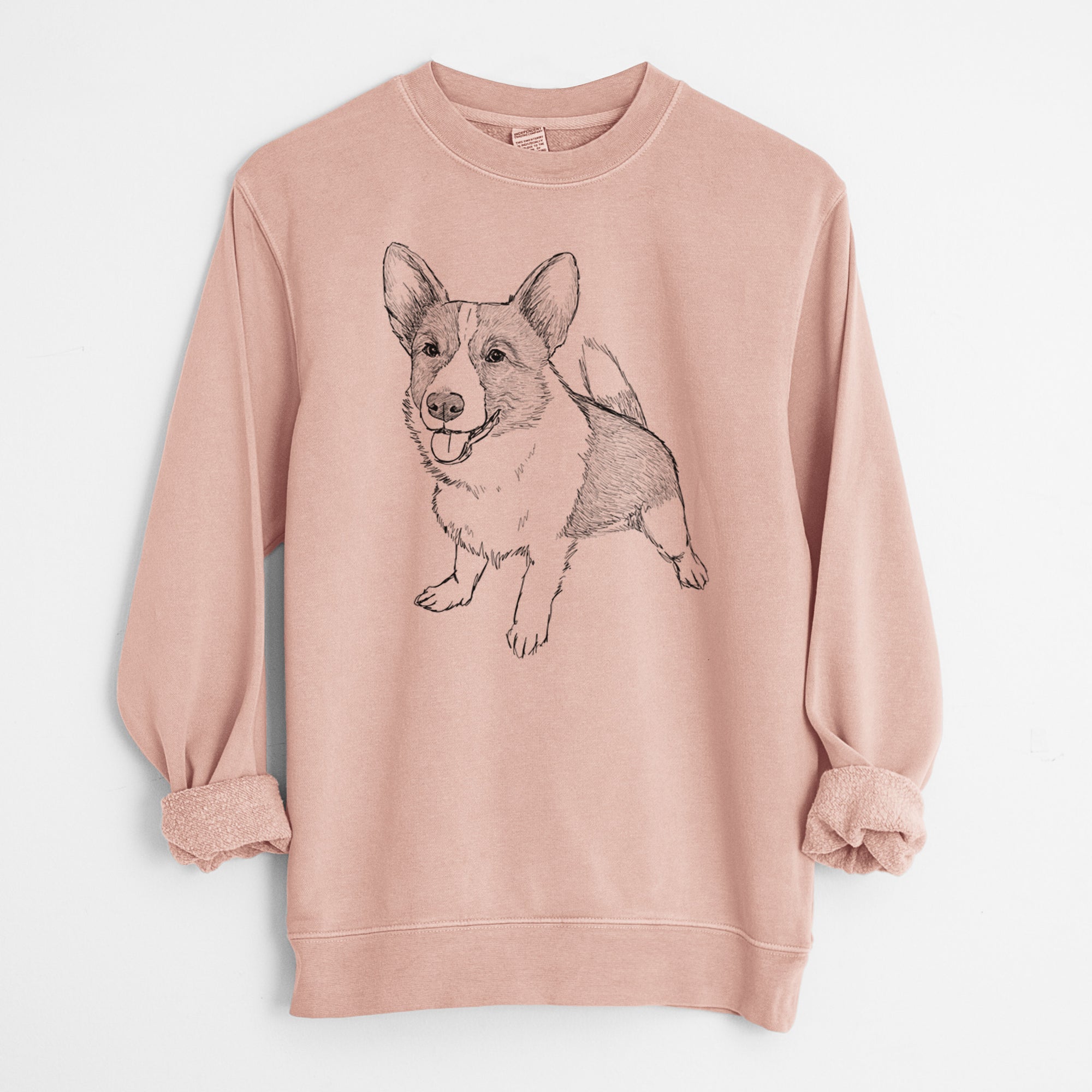 Doodled Chapito the Corgi - Unisex Pigment Dyed Crew Sweatshirt