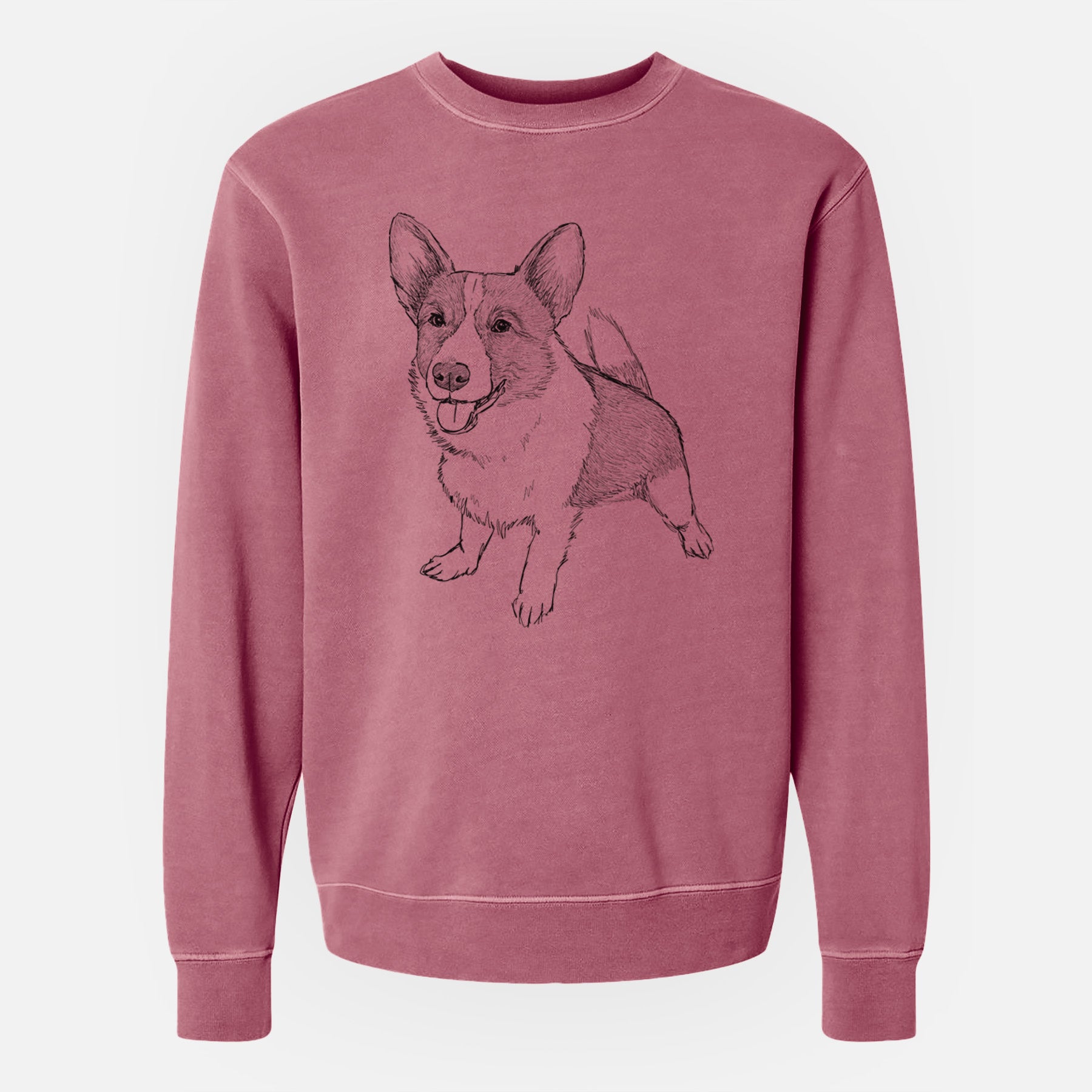 Doodled Chapito the Corgi - Unisex Pigment Dyed Crew Sweatshirt