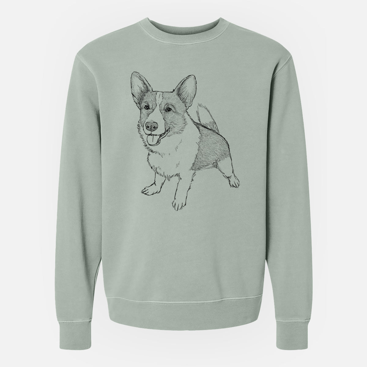 Doodled Chapito the Corgi - Unisex Pigment Dyed Crew Sweatshirt