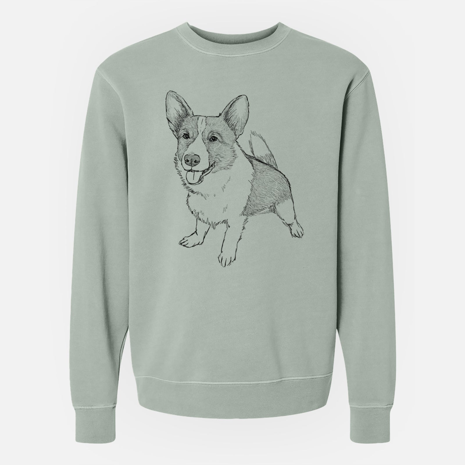 Doodled Chapito the Corgi - Unisex Pigment Dyed Crew Sweatshirt