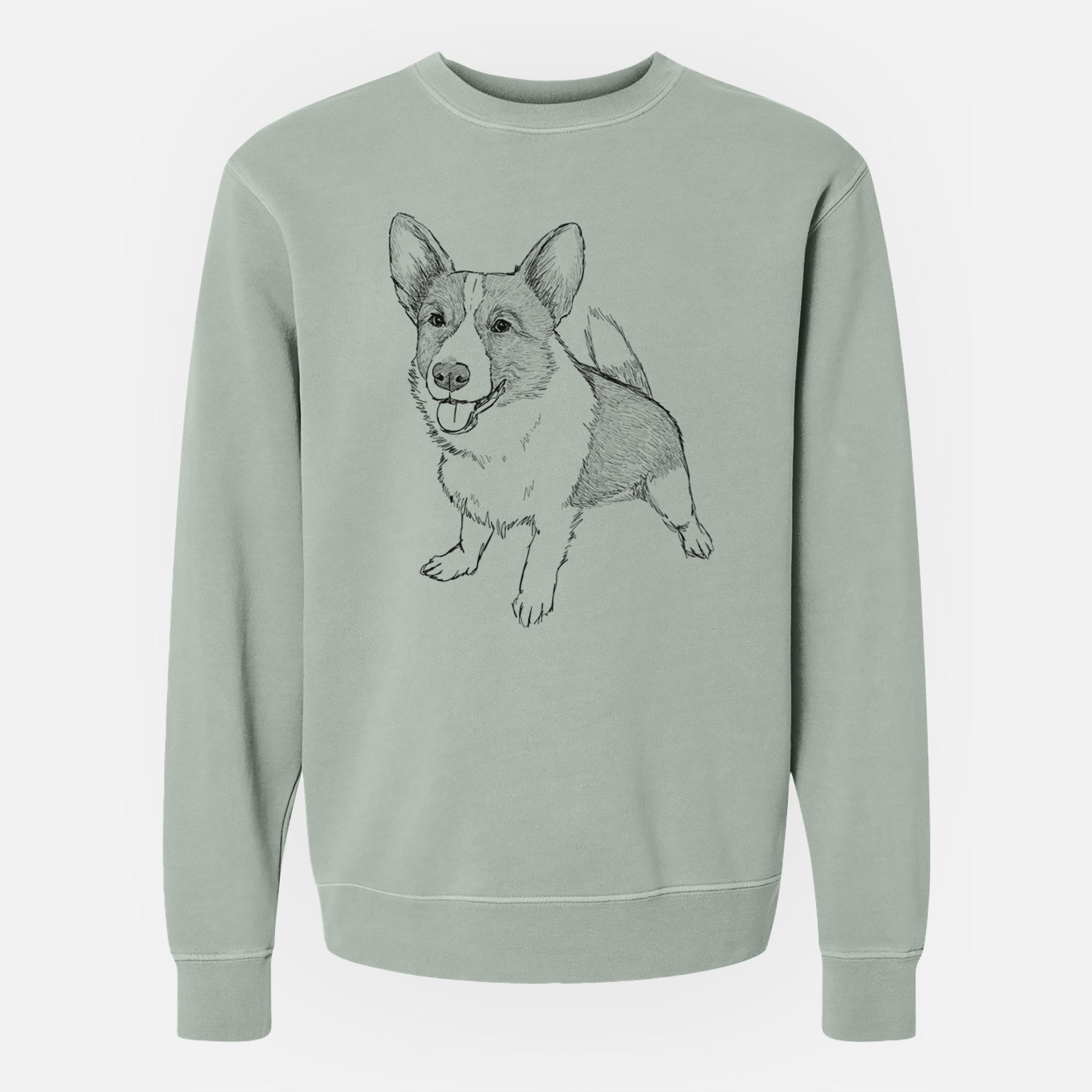 Doodled Chapito the Corgi - Unisex Pigment Dyed Crew Sweatshirt