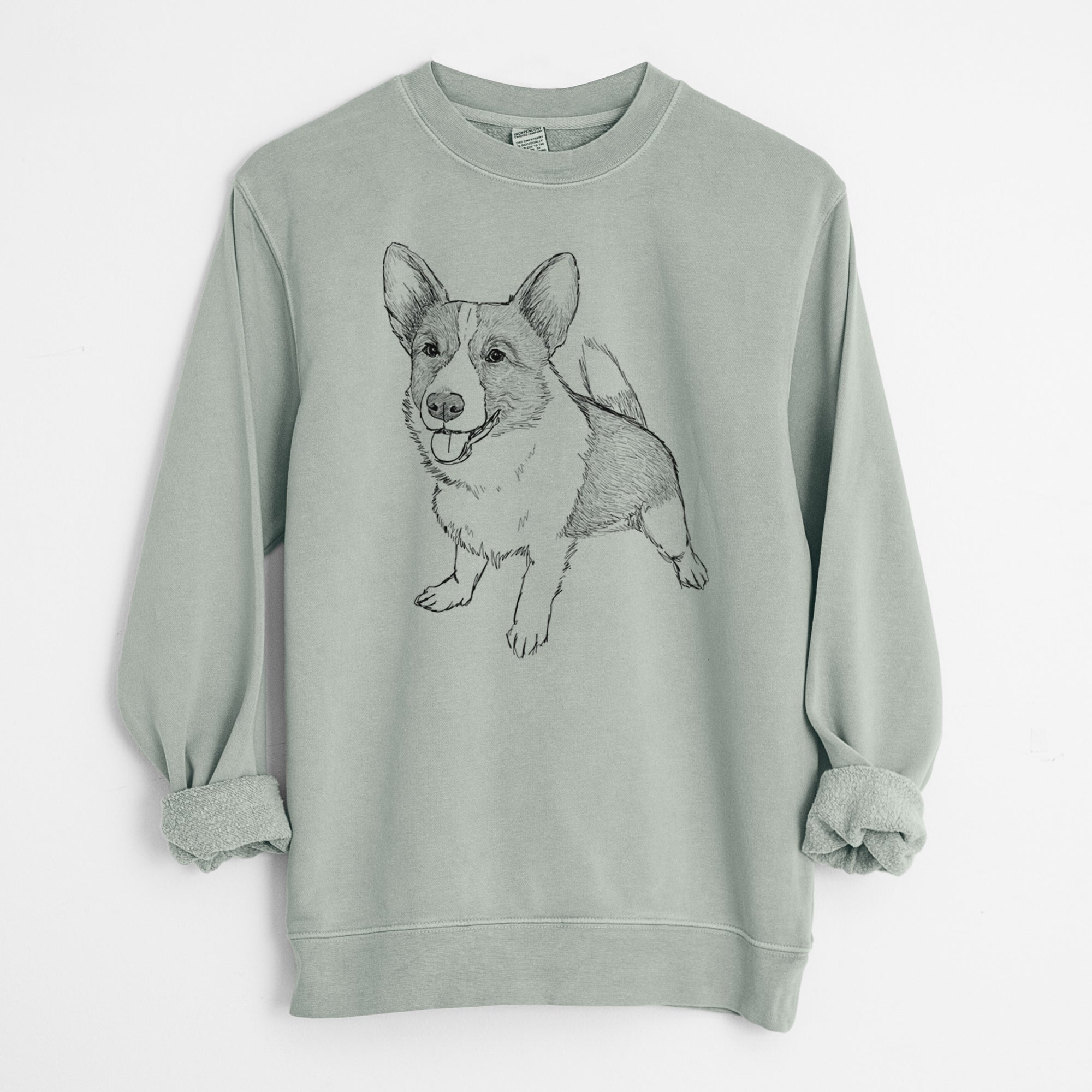 Doodled Chapito the Corgi - Unisex Pigment Dyed Crew Sweatshirt
