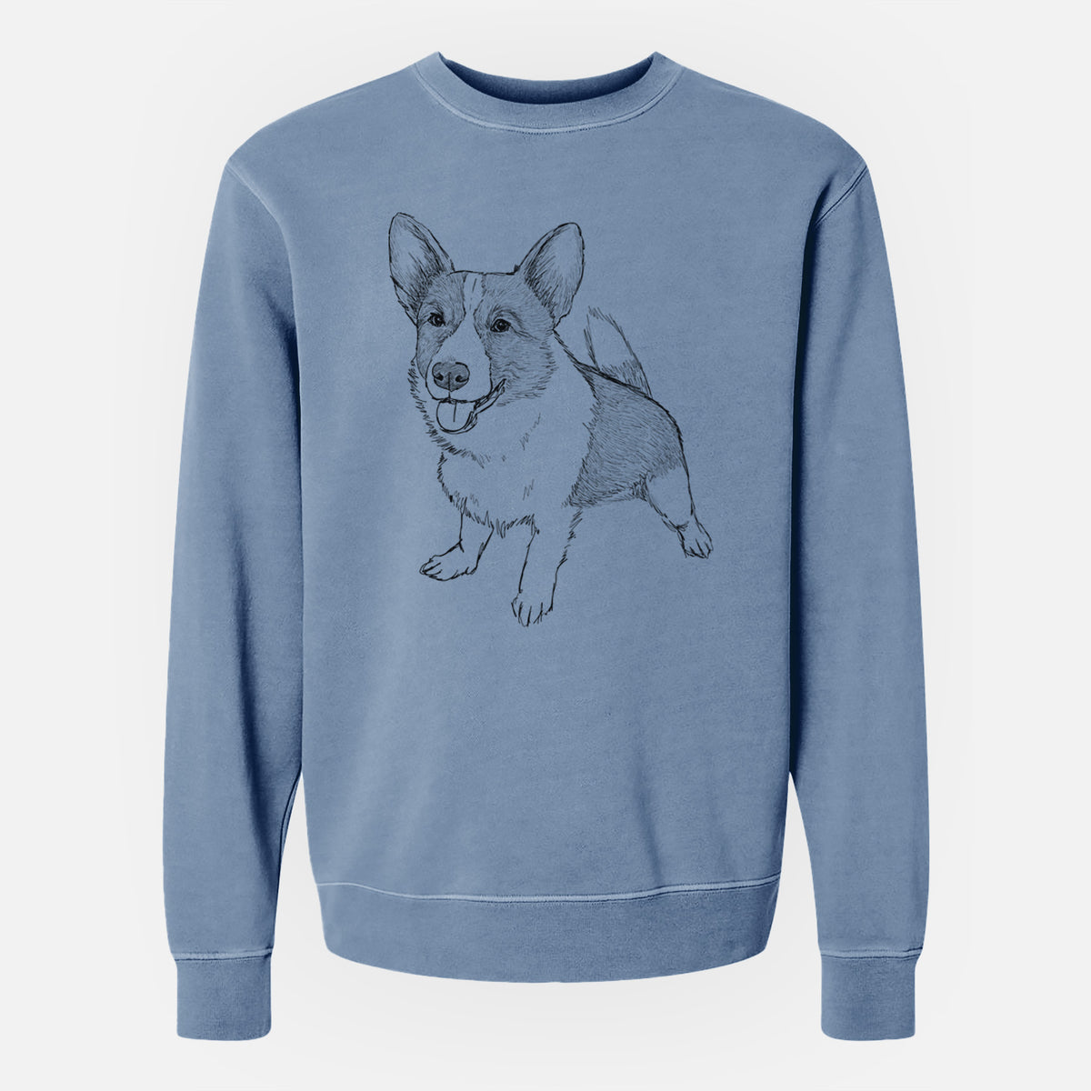 Doodled Chapito the Corgi - Unisex Pigment Dyed Crew Sweatshirt