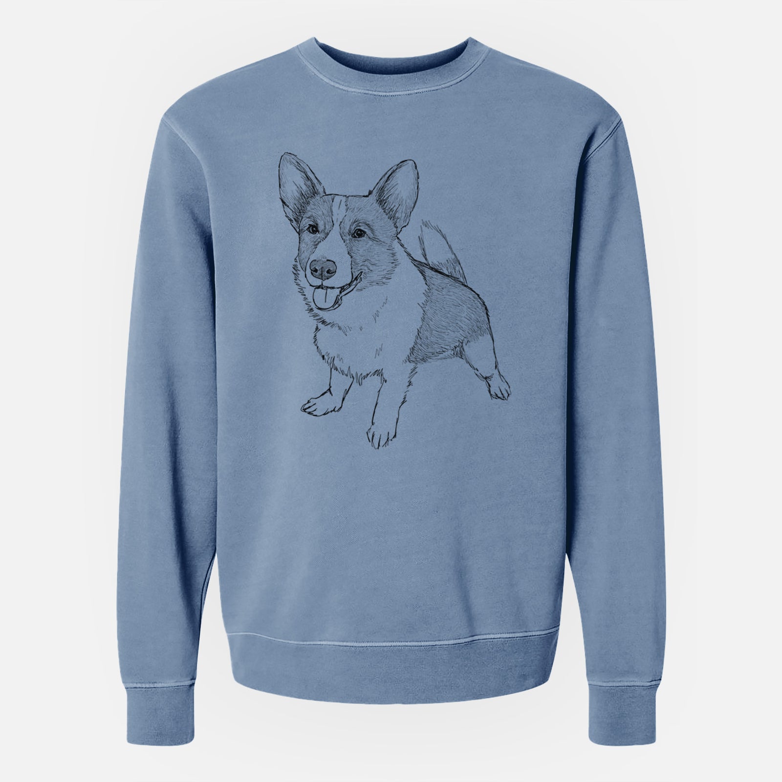 Doodled Chapito the Corgi - Unisex Pigment Dyed Crew Sweatshirt
