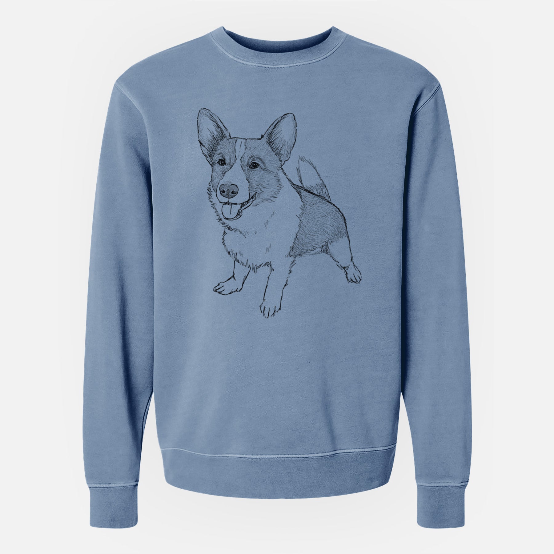 Doodled Chapito the Corgi - Unisex Pigment Dyed Crew Sweatshirt