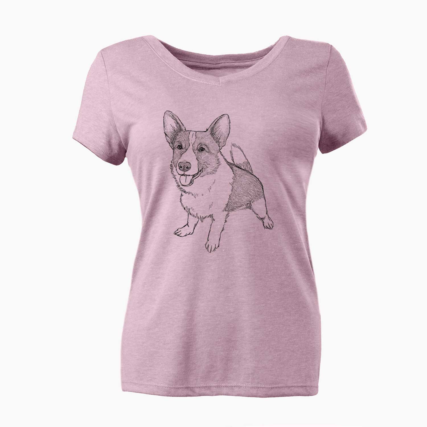 Doodled Chapito the Corgi - Women's V-neck Shirt
