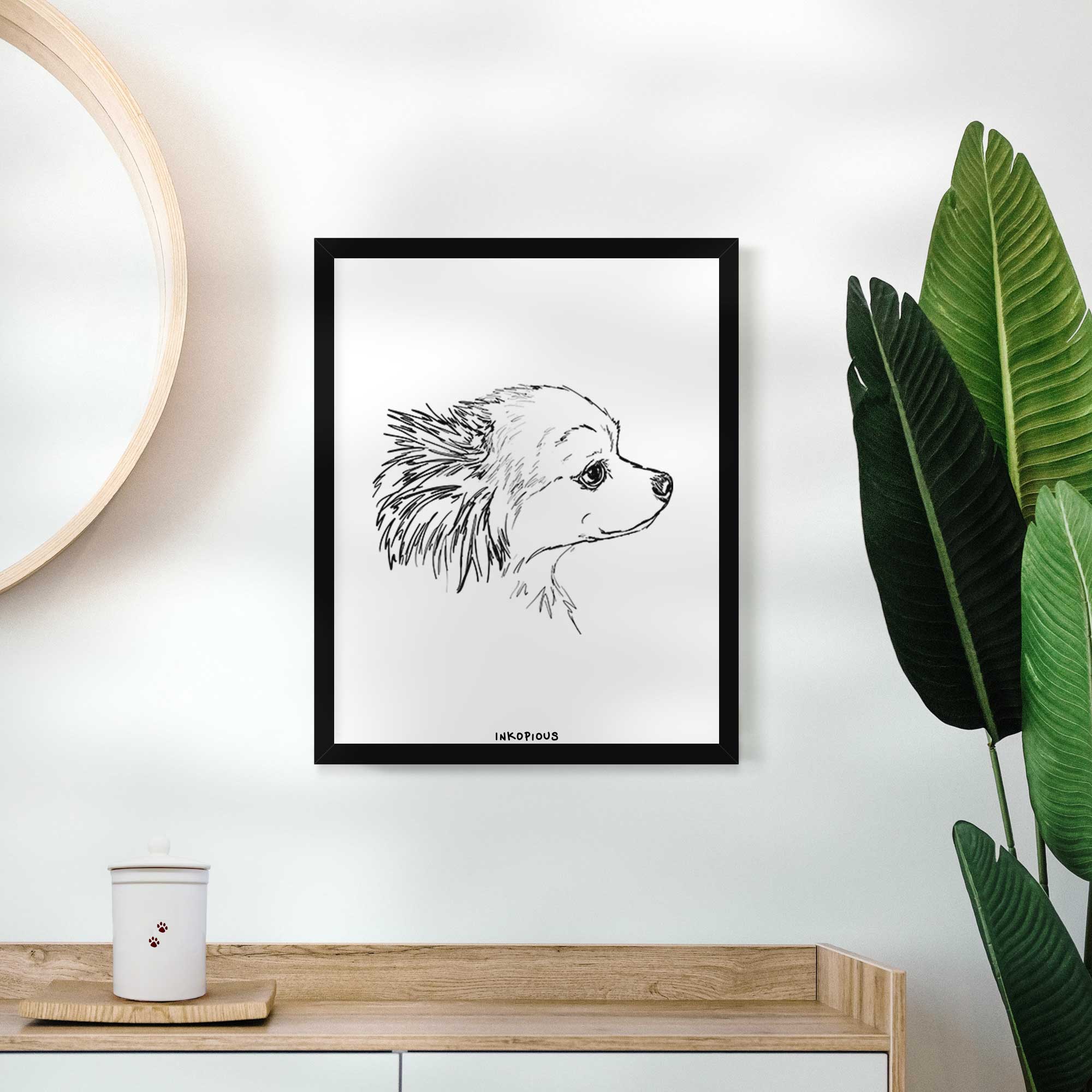 Doodled Charles the Pomchi Art Print