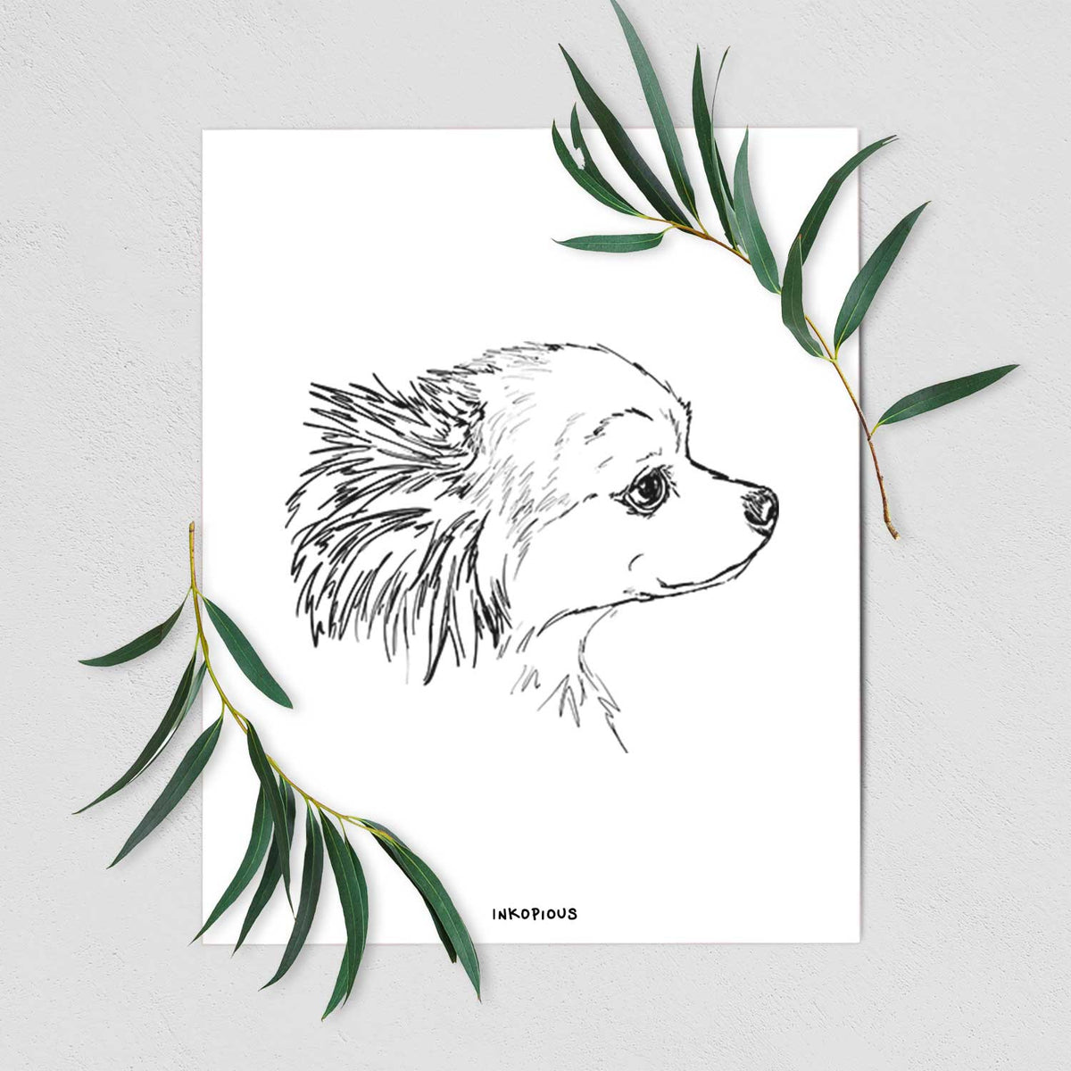 Doodled Charles the Pomchi Art Print