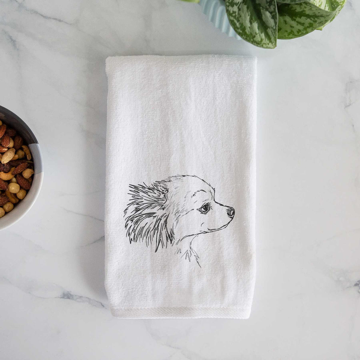 Doodled Charles the Pomchi Decorative Hand Towel