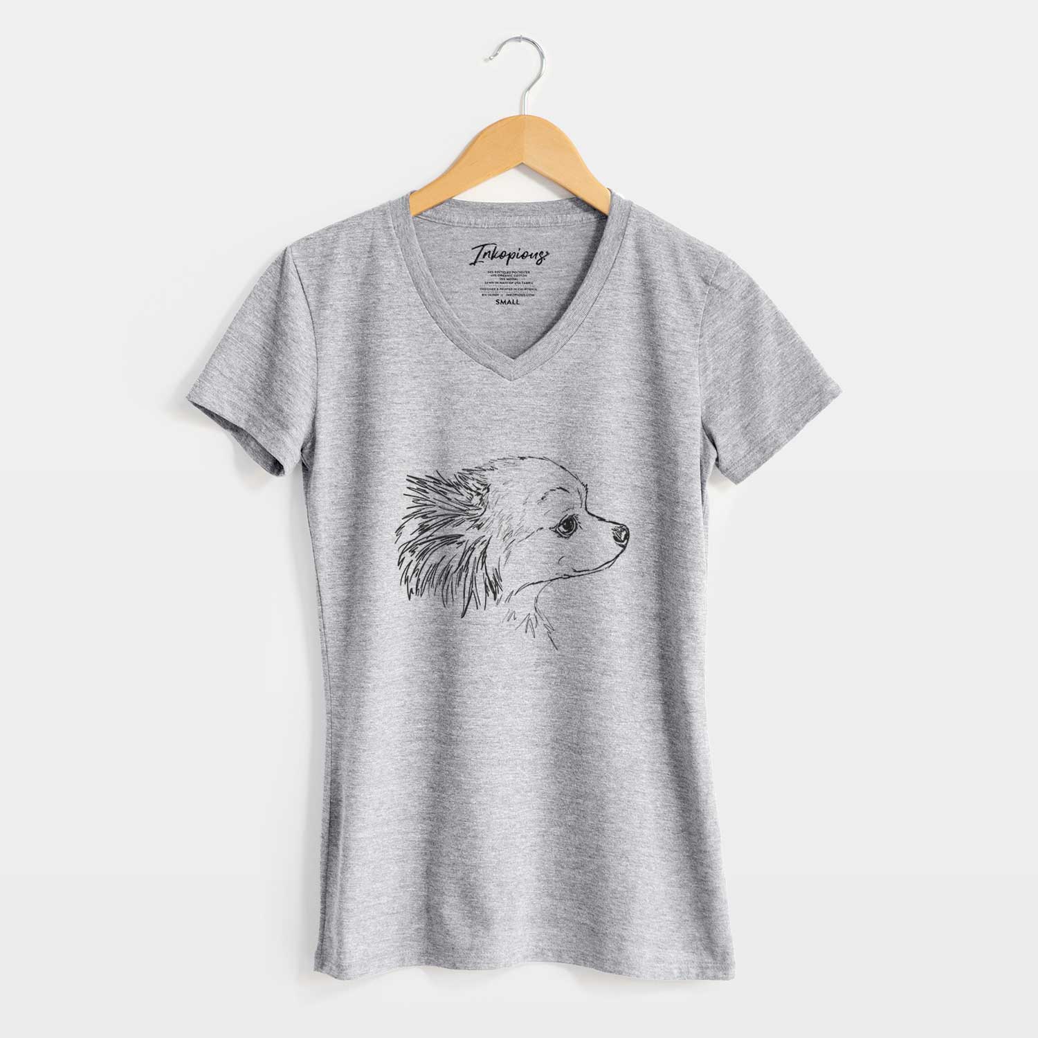 Doodled Charles the Pomchi - Women's V-neck Shirt