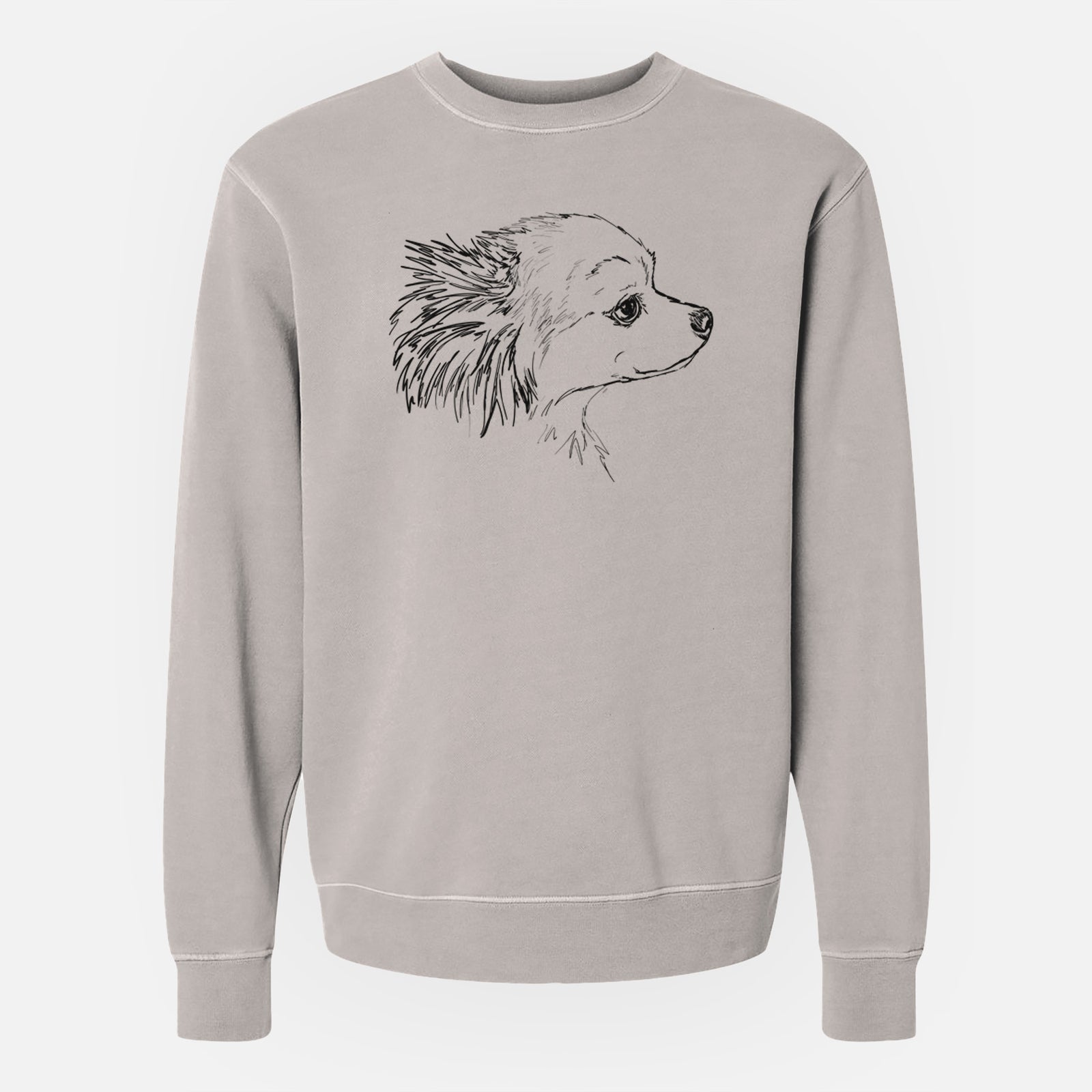 Doodled Charles the Pomchi - Unisex Pigment Dyed Crew Sweatshirt