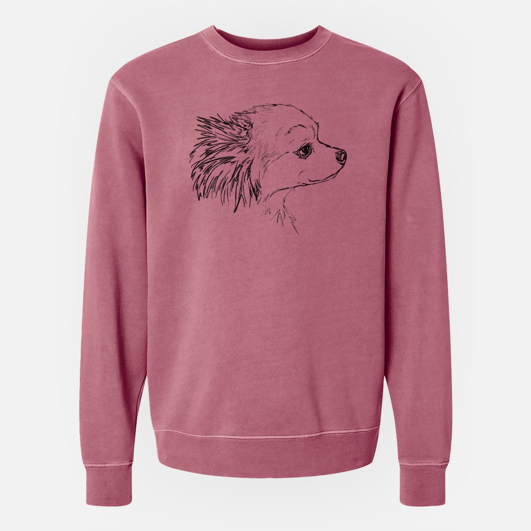 Doodled Charles the Pomchi - Unisex Pigment Dyed Crew Sweatshirt