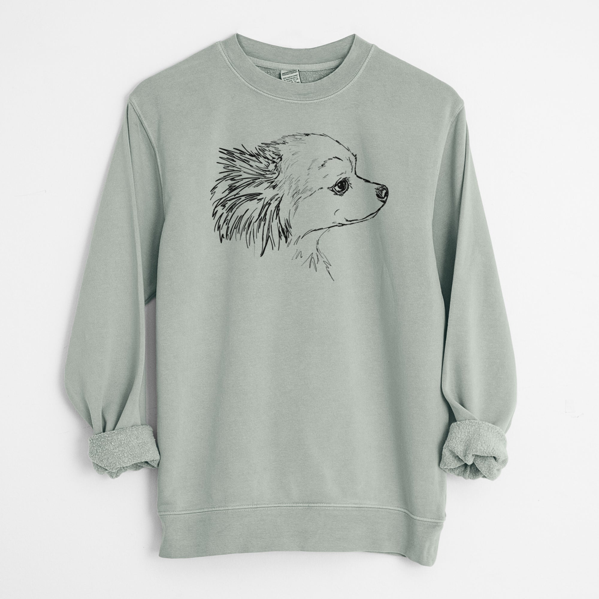 Doodled Charles the Pomchi - Unisex Pigment Dyed Crew Sweatshirt