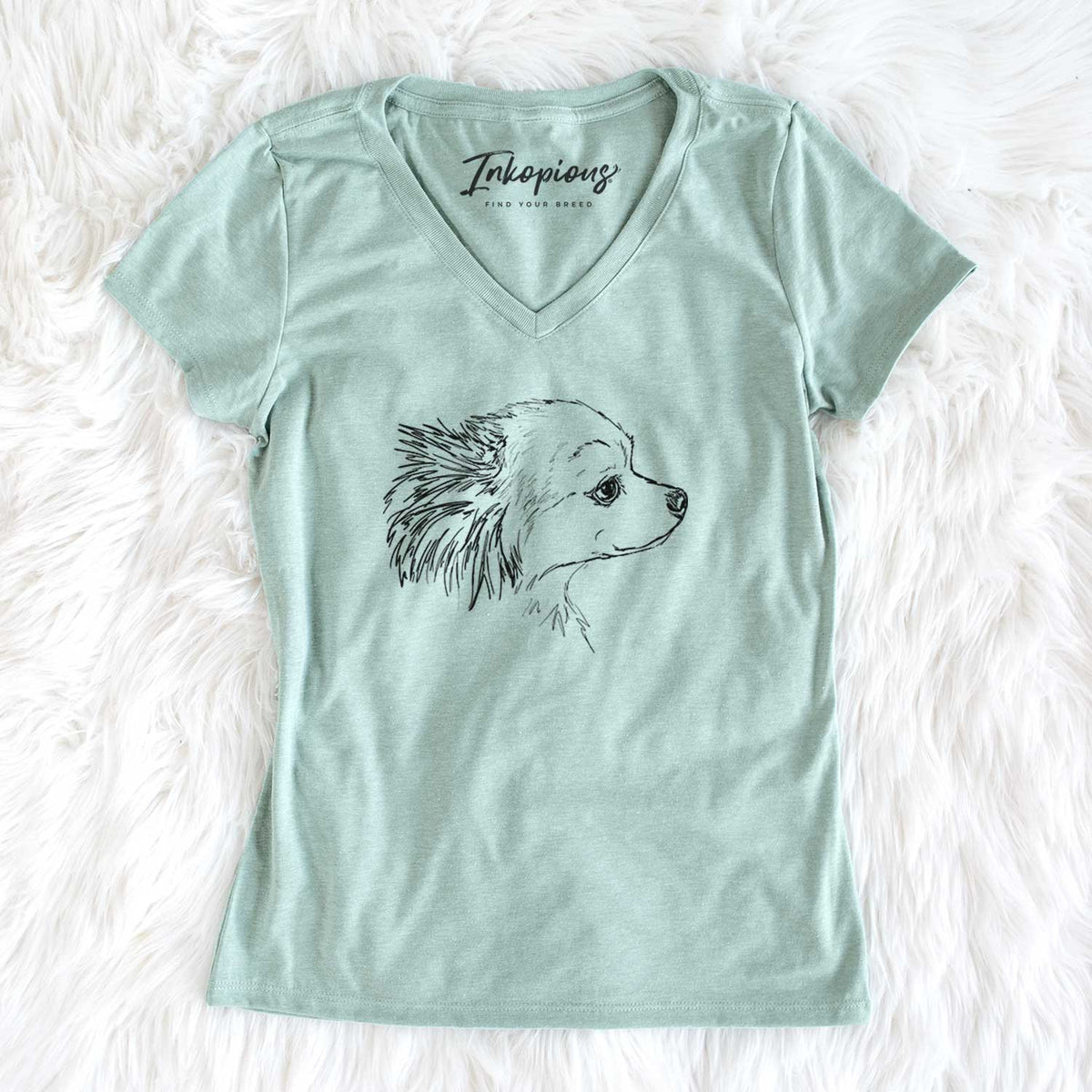 Doodled Charles the Pomchi - Women&#39;s V-neck Shirt