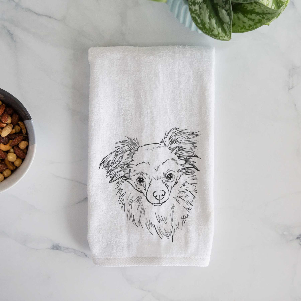 Doodled Charlie Brown the Chihuahua Mix Decorative Hand Towel