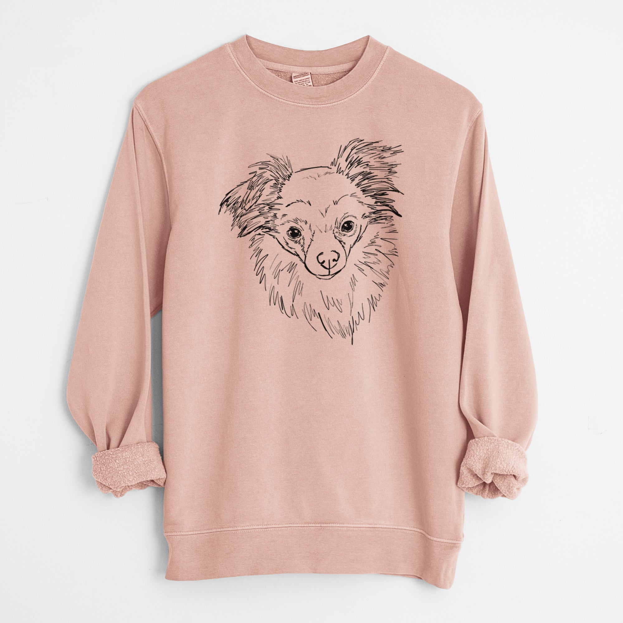 Doodled Charlie Brown the Chihuahua Mix - Unisex Pigment Dyed Crew Sweatshirt