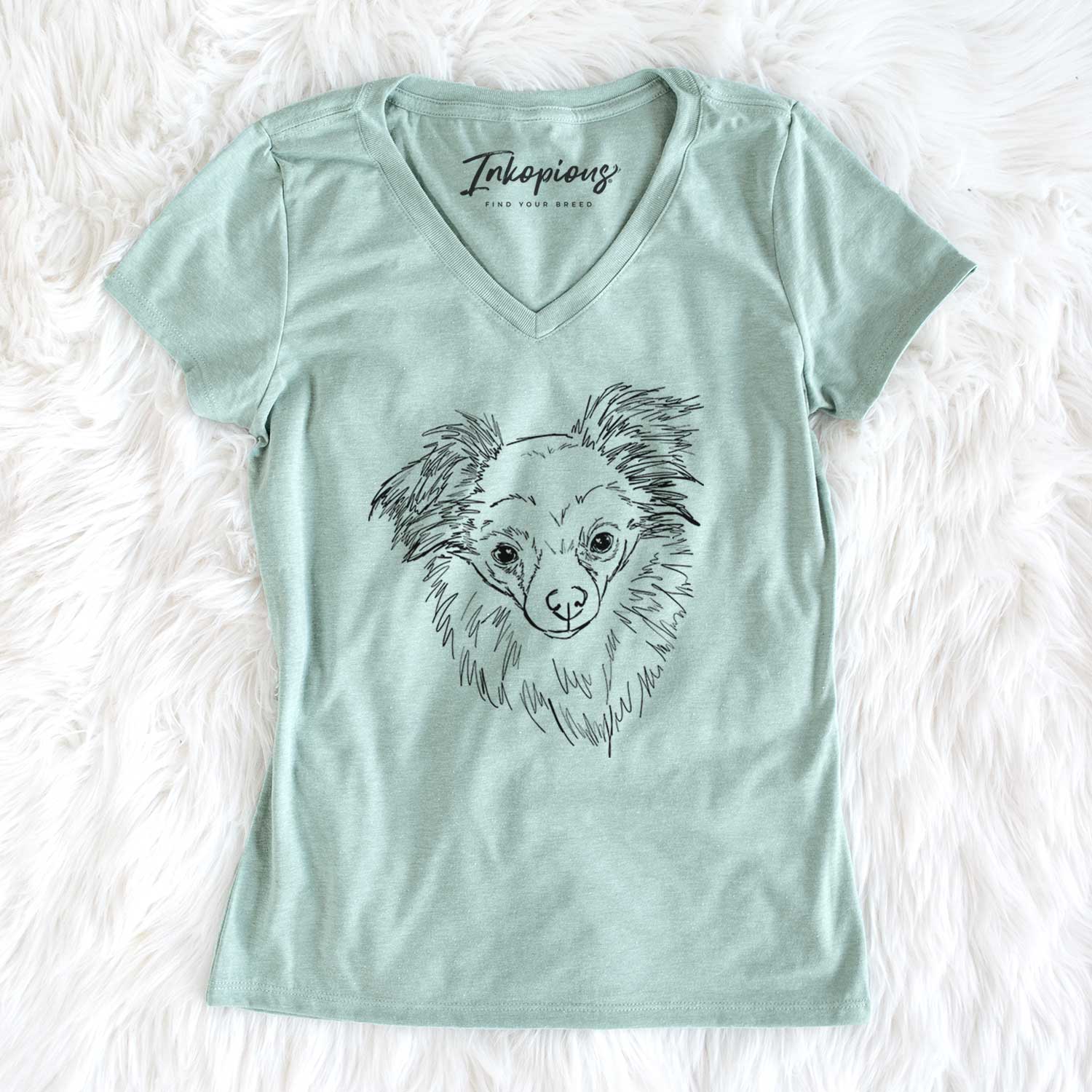 Doodled Charlie Brown the Chihuahua Mix - Women's V-neck Shirt