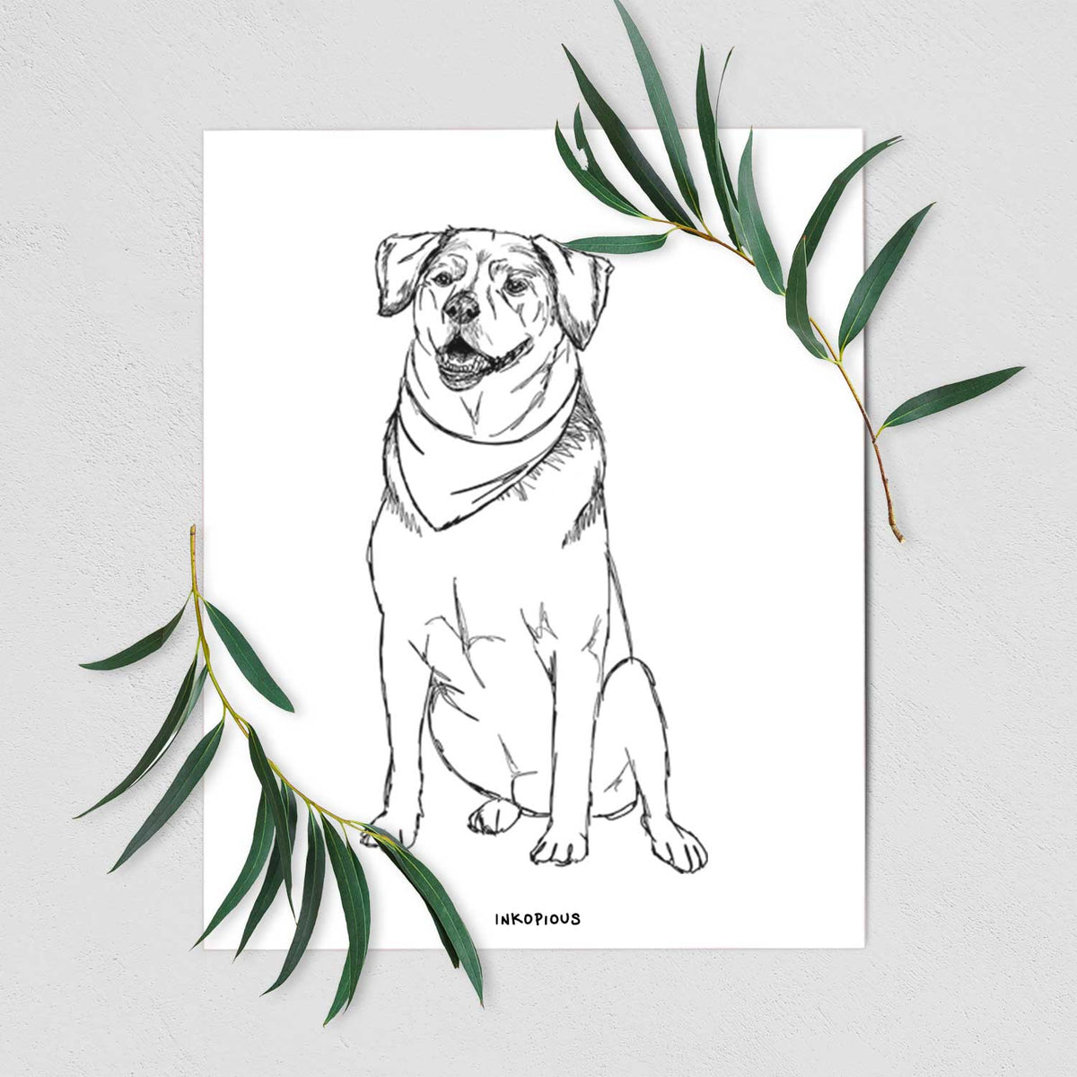 Doodled Charlie the Mixed Breed Art Print
