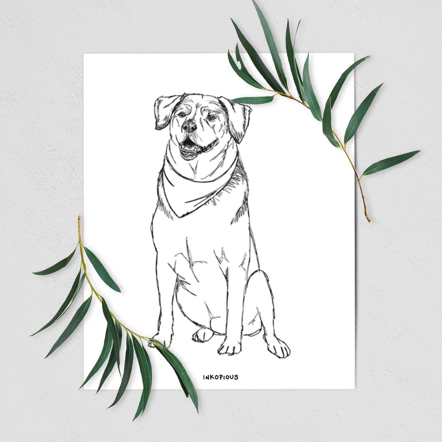 Doodled Charlie the Mixed Breed Art Print