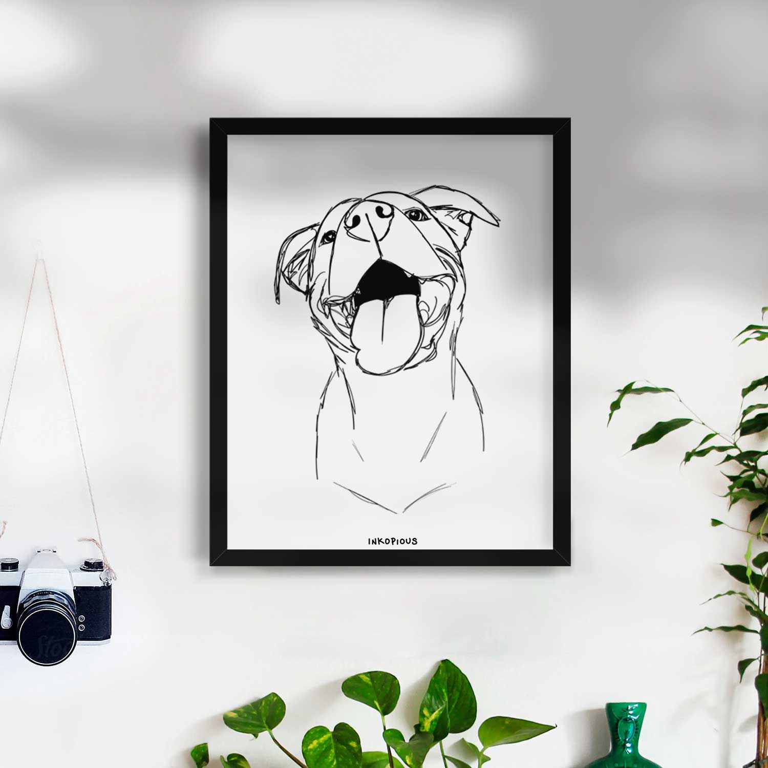 Doodled Charlie the American Staffordshire Catahoula Mix Art Print