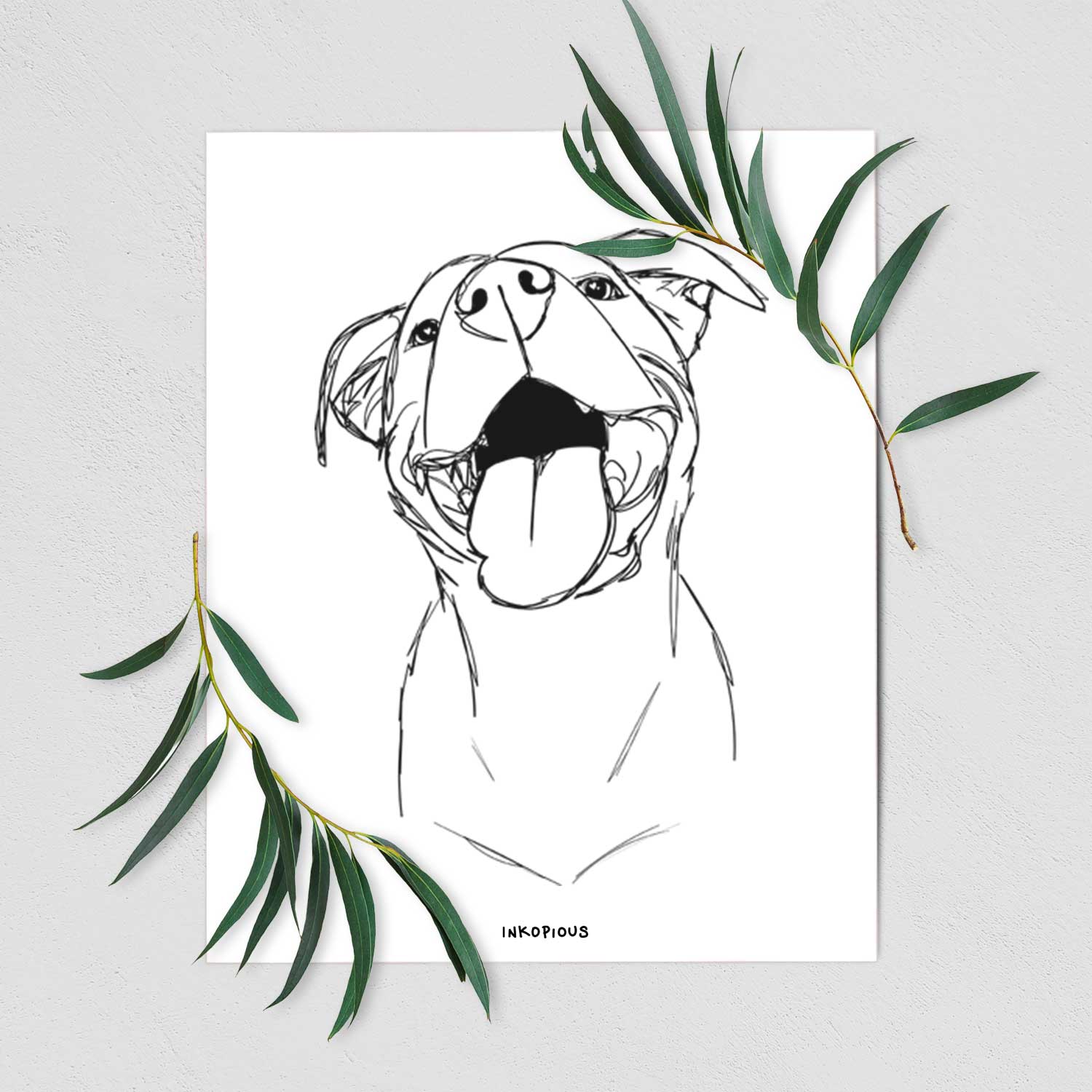 Doodled Charlie the American Staffordshire Catahoula Mix Art Print