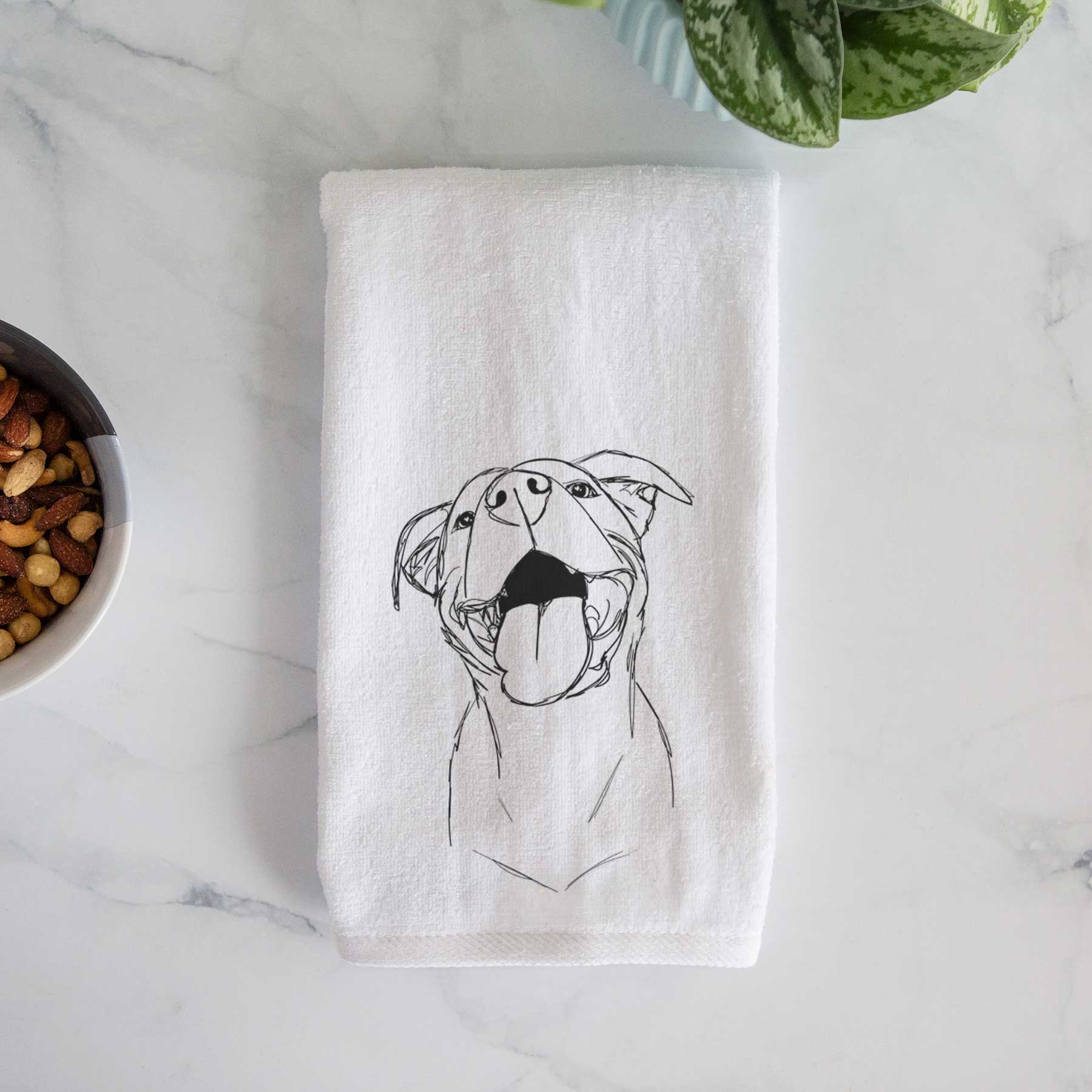 Doodled Charlie the American Staffordshire Catahoula Mix Decorative Hand Towel