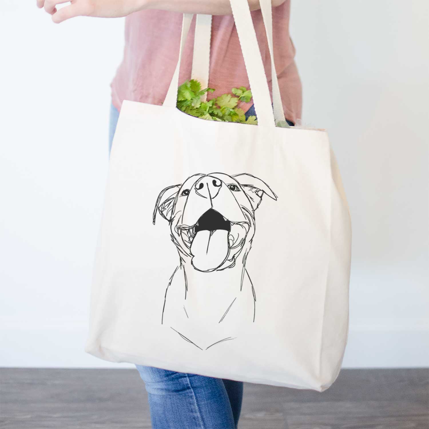 Doodled Charlie the American Staffordshire Catahoula Mix - Tote Bag