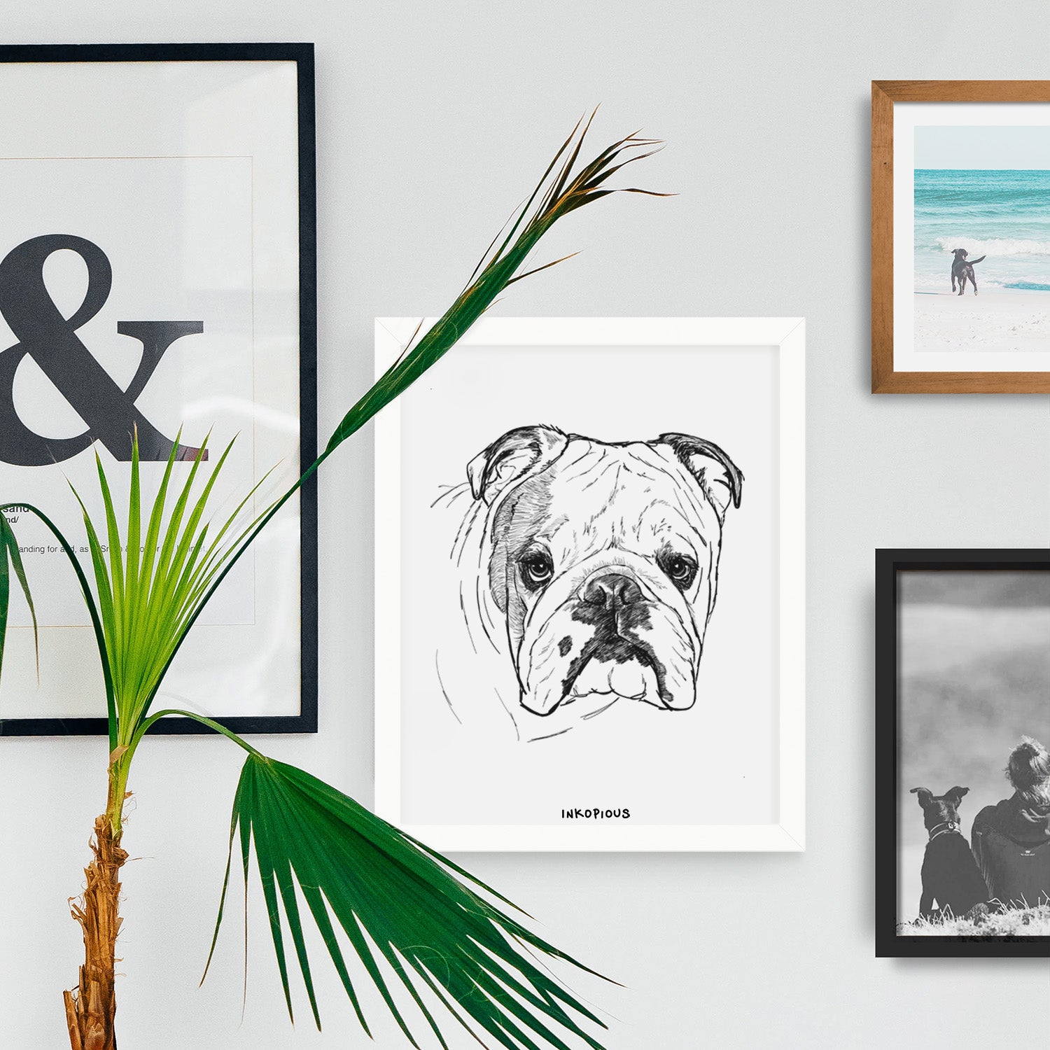 Doodled Chesty the English Bulldog Art Print