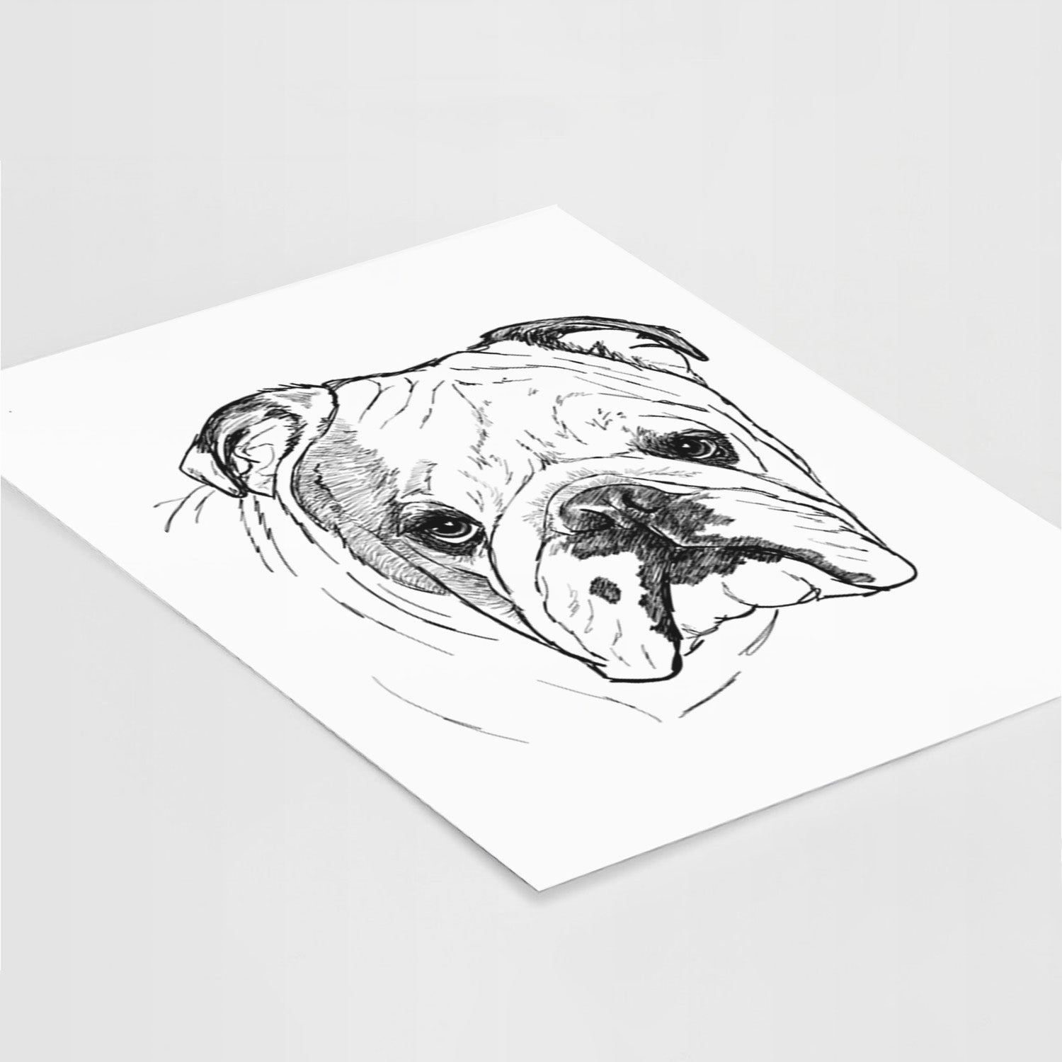 Doodled Chesty the English Bulldog Art Print