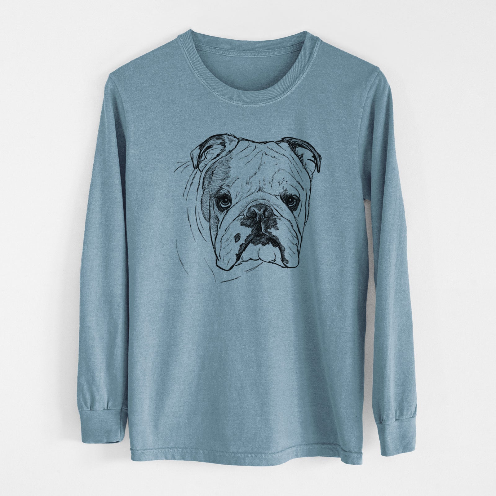 Doodled Chesty the English Bulldog - Heavyweight 100% Cotton Long Sleeve