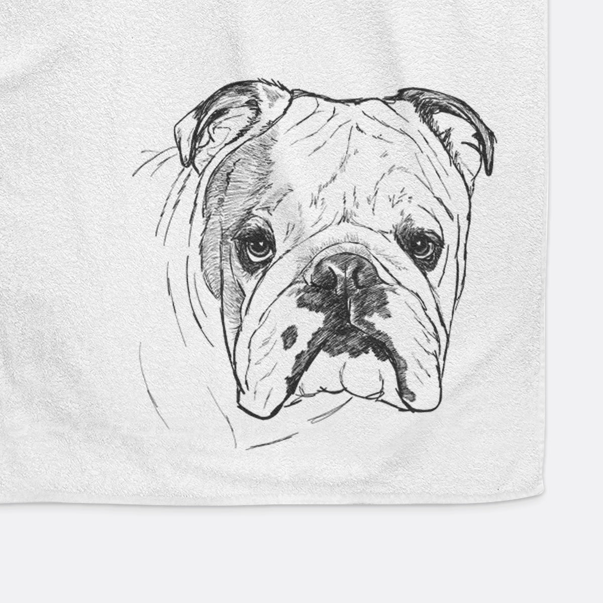 Doodled Chesty the English Bulldog Decorative Hand Towel