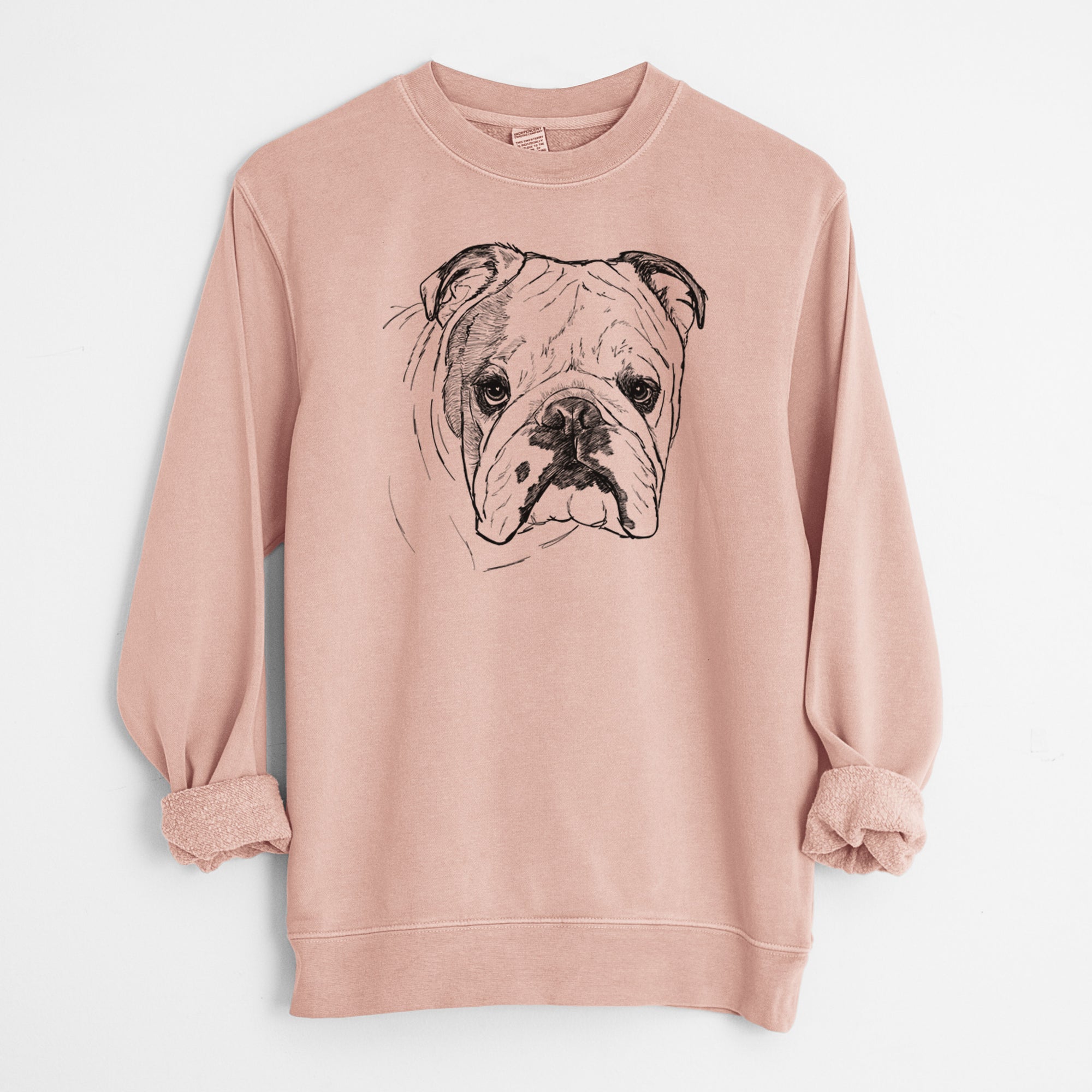 Doodled Chesty the English Bulldog - Unisex Pigment Dyed Crew Sweatshirt