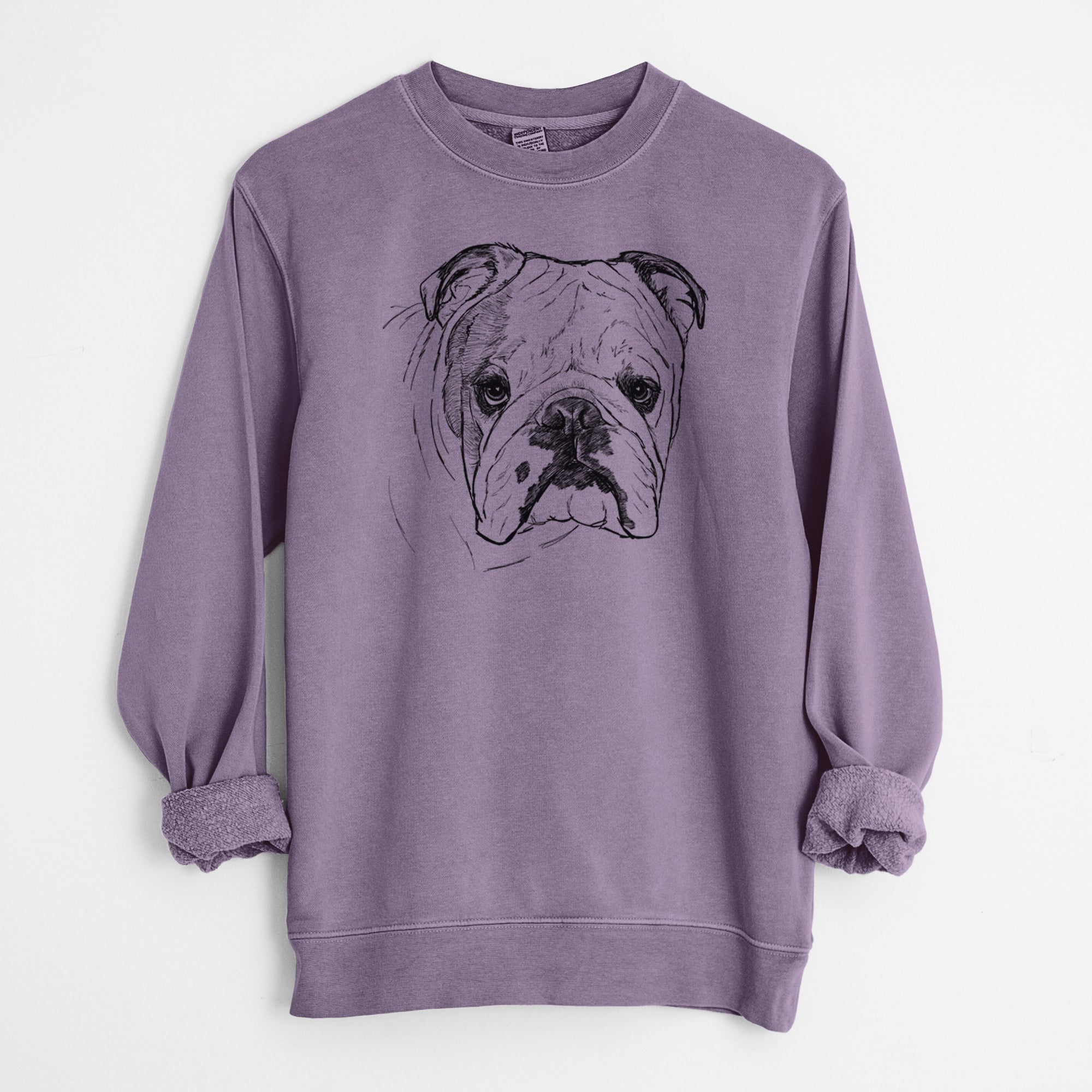 Doodled Chesty the English Bulldog - Unisex Pigment Dyed Crew Sweatshirt