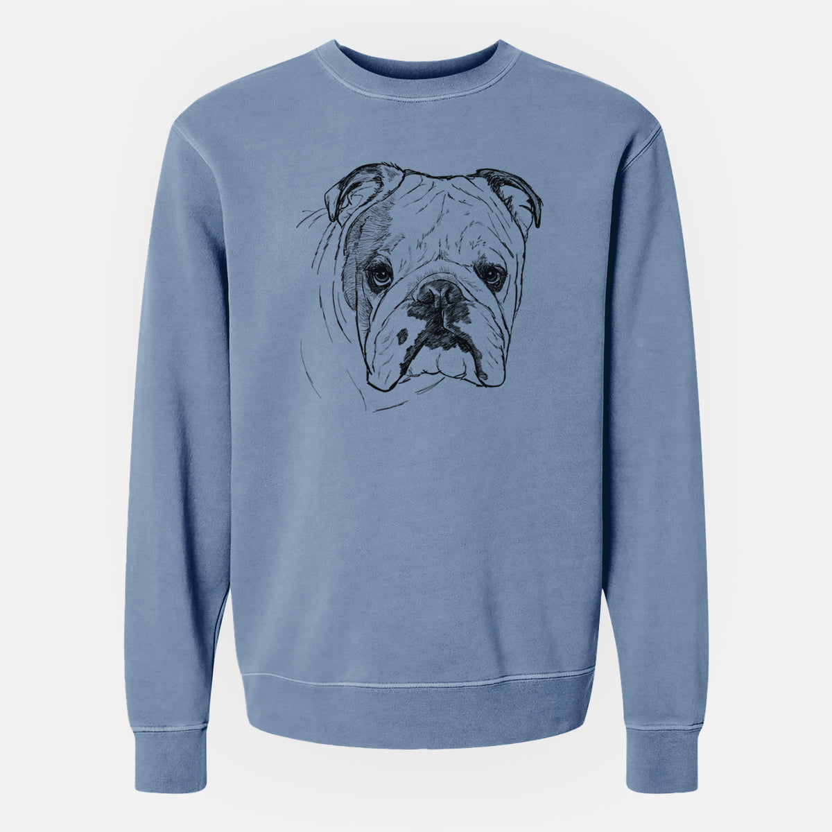 Doodled Chesty the English Bulldog - Unisex Pigment Dyed Crew Sweatshirt