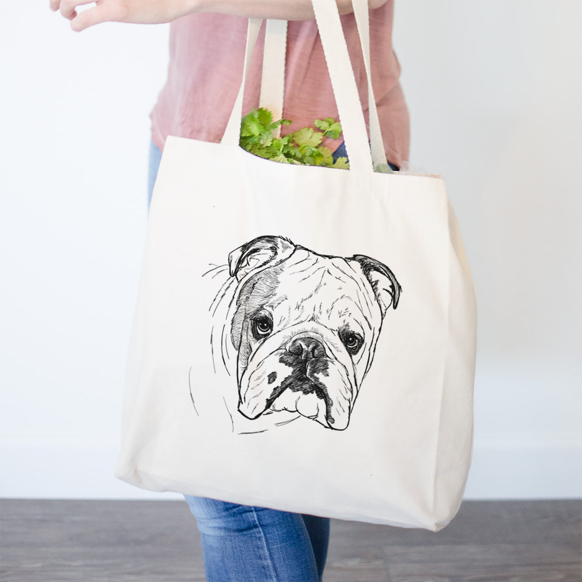 Doodled Chesty the English Bulldog - Tote Bag