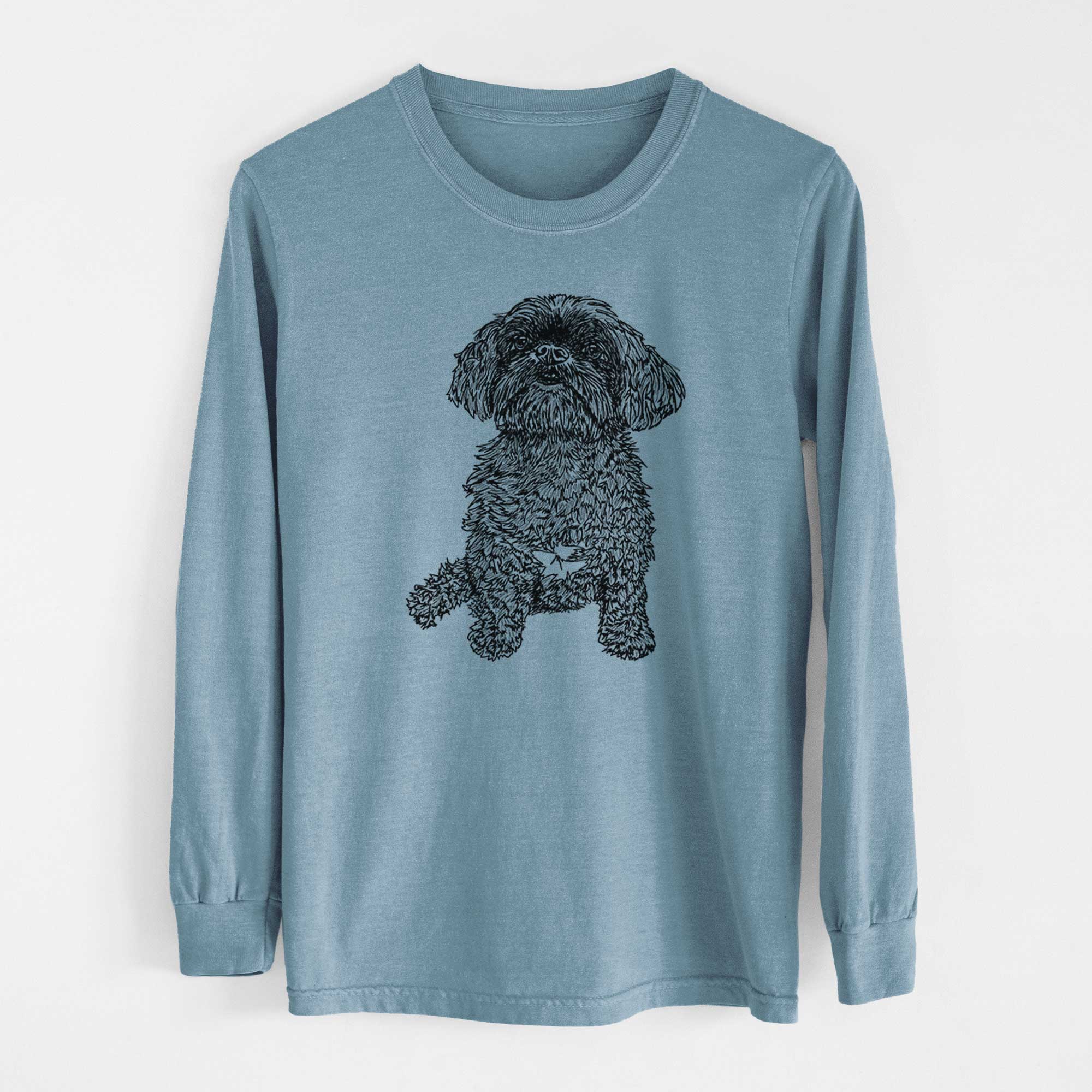 Doodled Chewie the Peekapoo - Heavyweight 100% Cotton Long Sleeve