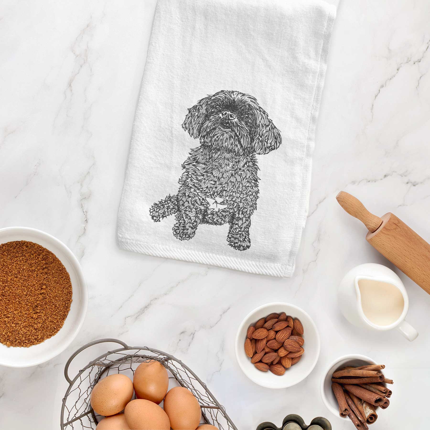 Doodled Chewie the Peekapoo Decorative Hand Towel