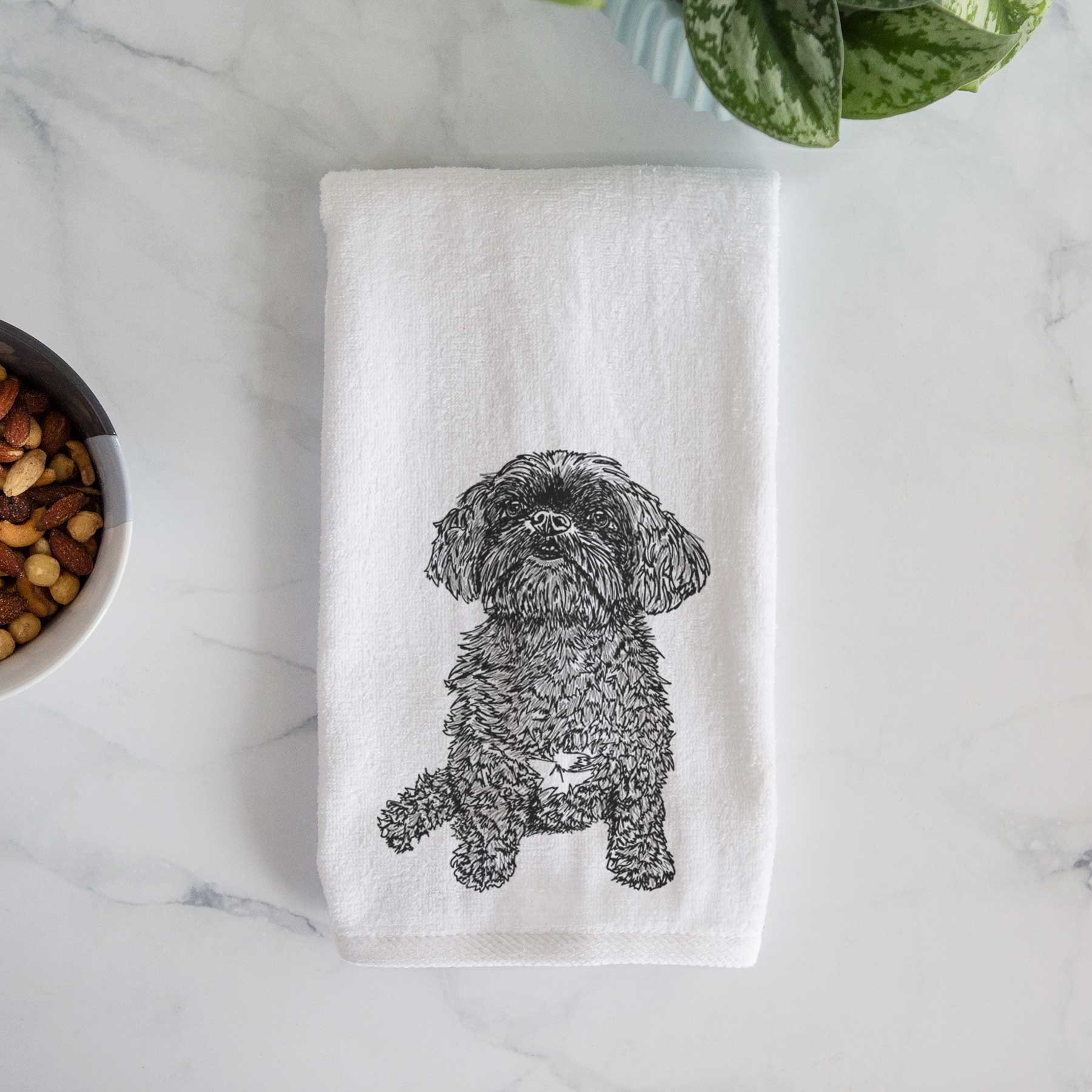 Doodled Chewie the Peekapoo Decorative Hand Towel