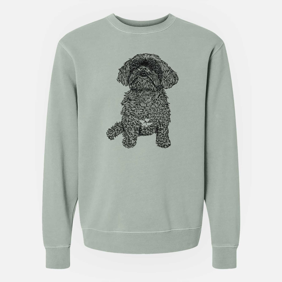 Doodled Chewie the Peekapoo - Unisex Pigment Dyed Crew Sweatshirt