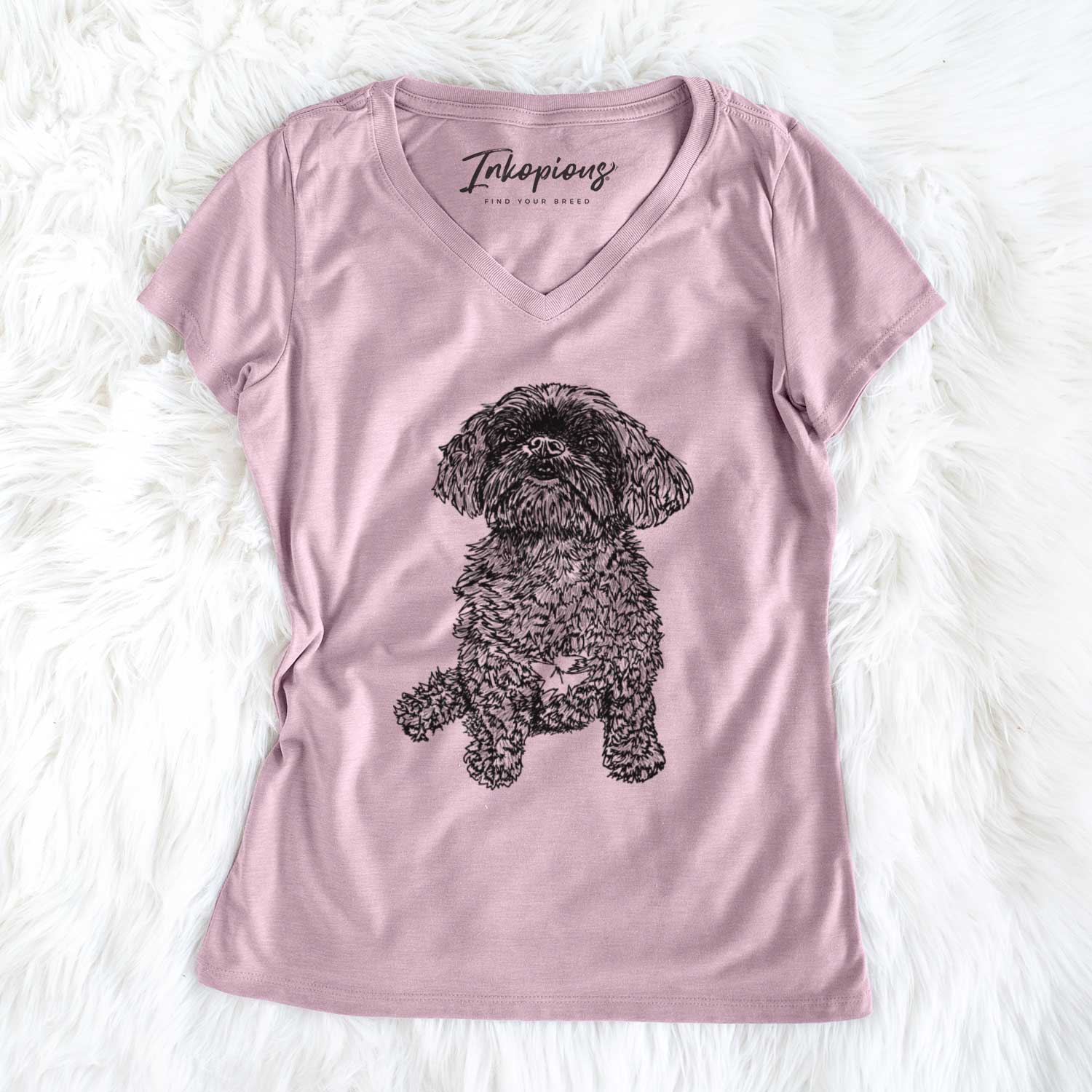 Doodled Chewie the Peekapoo - Women's V-neck Shirt