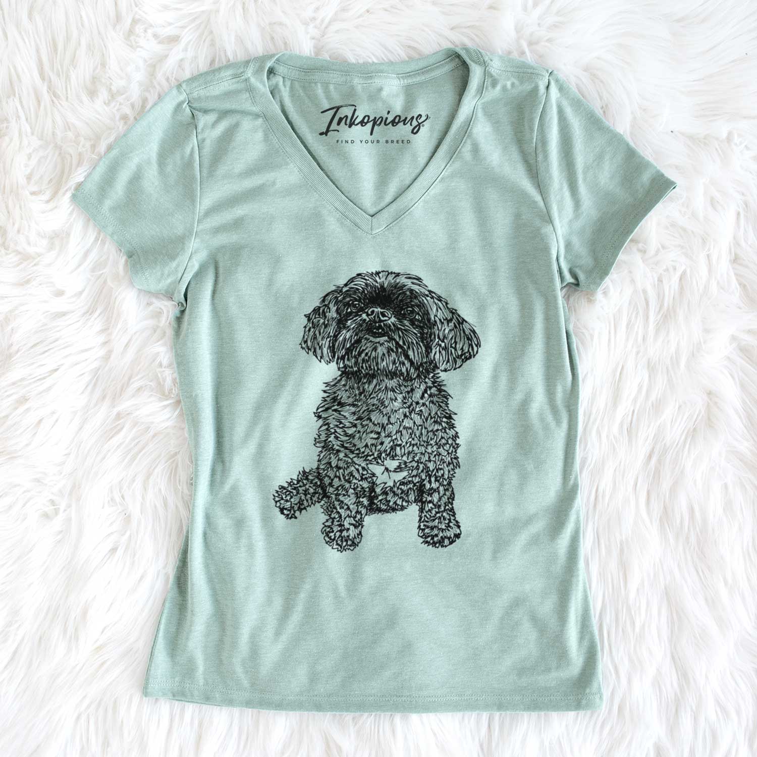 Doodled Chewie the Peekapoo - Women's V-neck Shirt