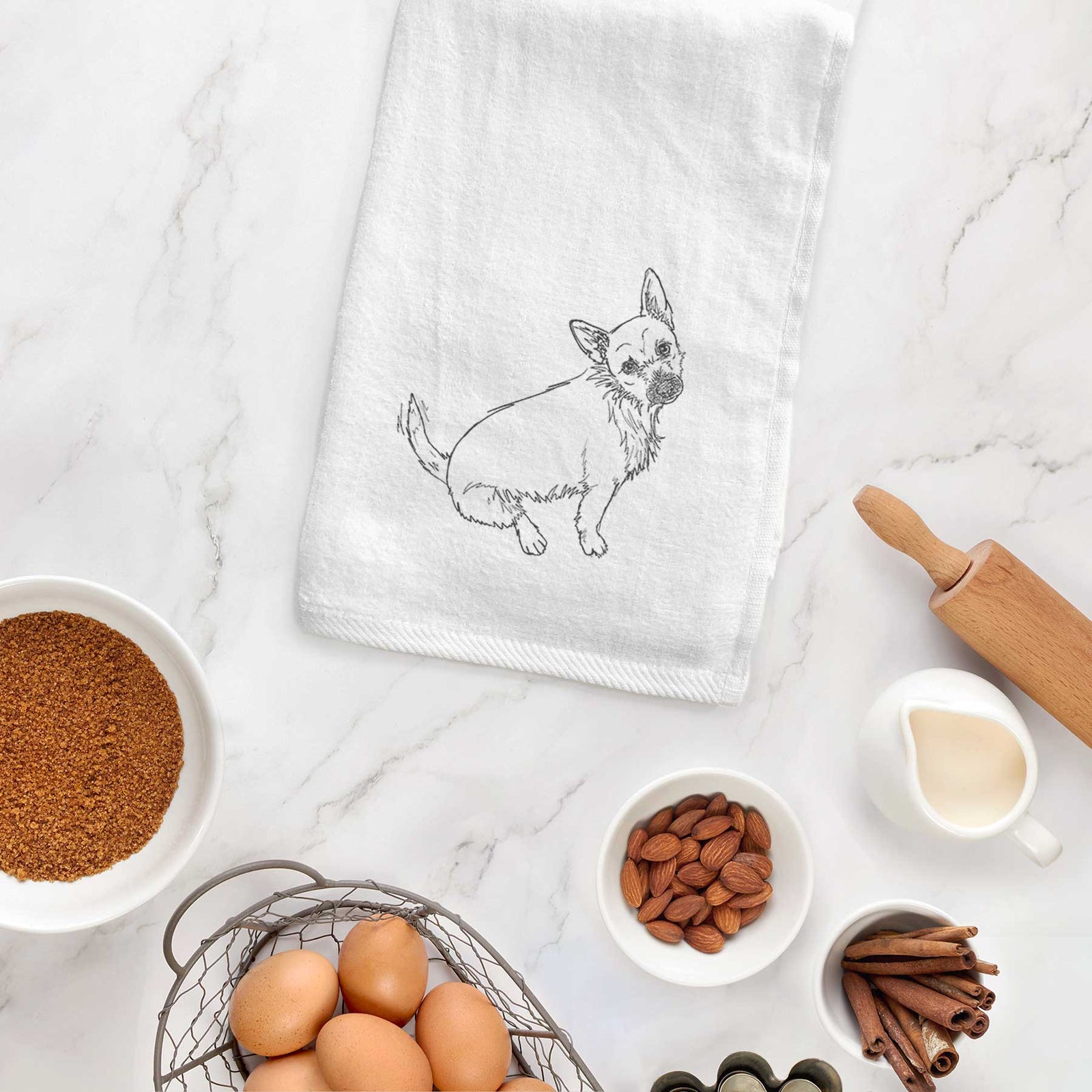 Doodled Chewy the Super Mutt Decorative Hand Towel