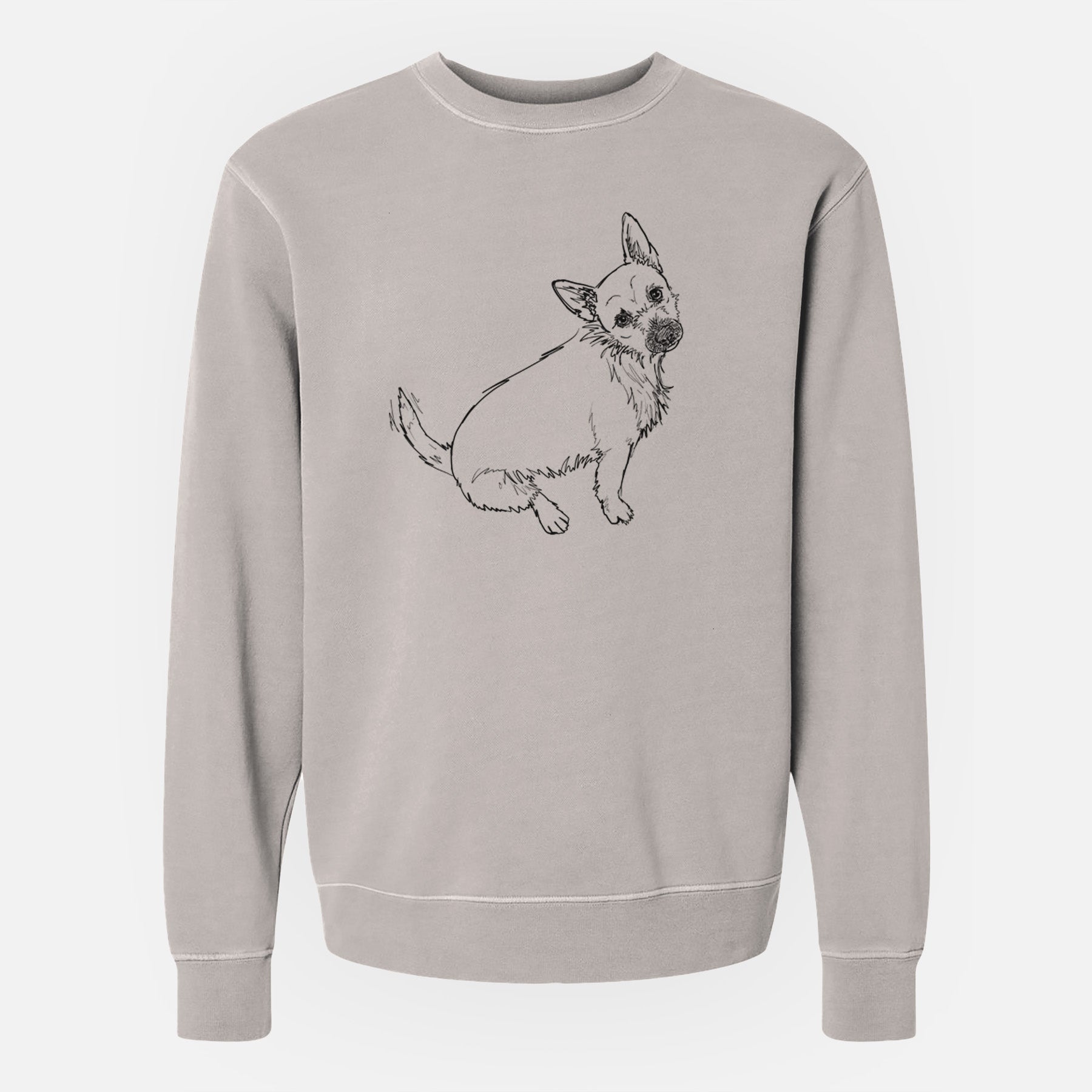 Doodled Chewy the Super Mutt - Unisex Pigment Dyed Crew Sweatshirt